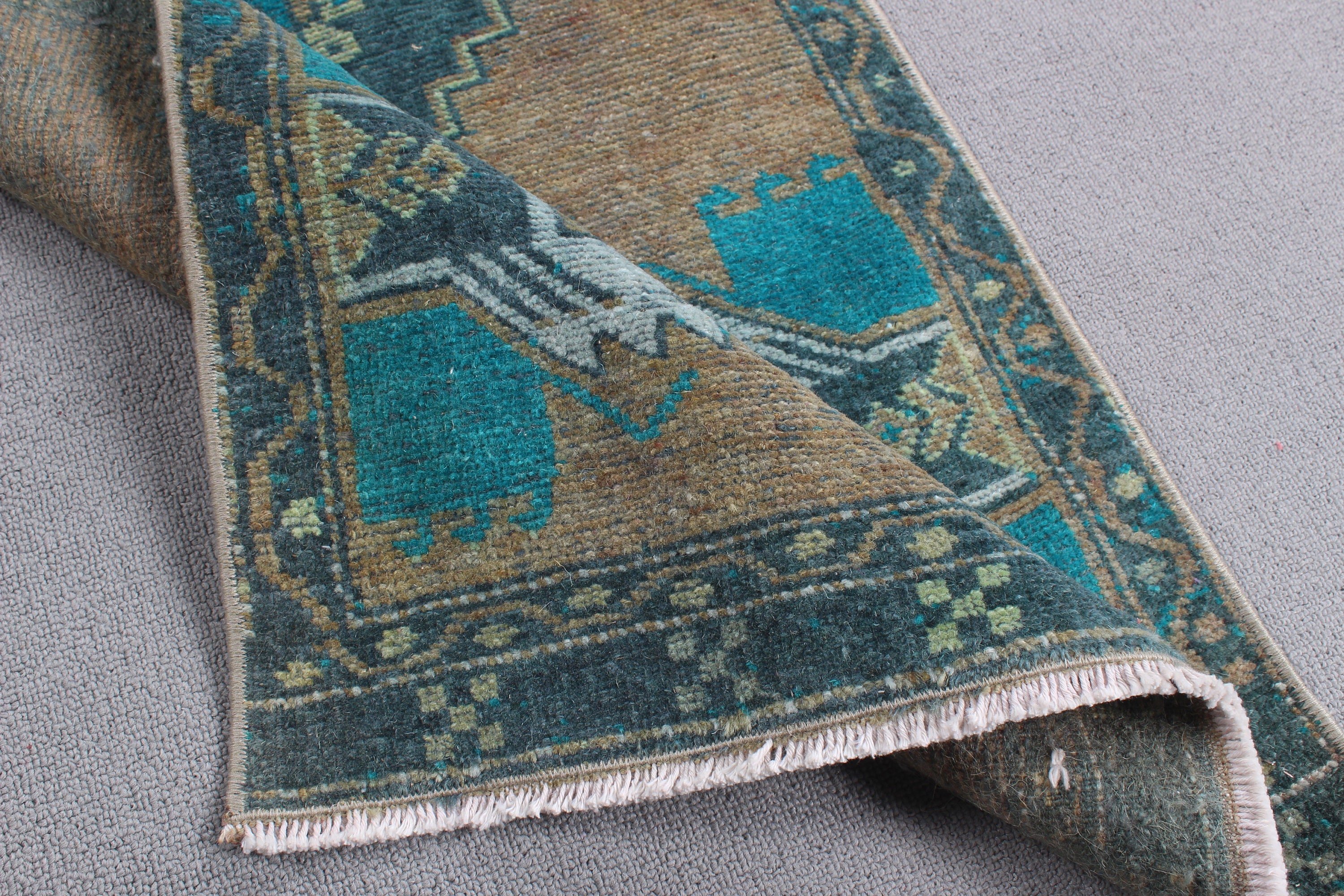 1.7x3.7 ft Small Rugs, Green Oriental Rug, Entry Rug, Modern Rug, Rugs for Small Boho, Turkish Rug, Vintage Rug, Floor Rugs, Car Mat Rug