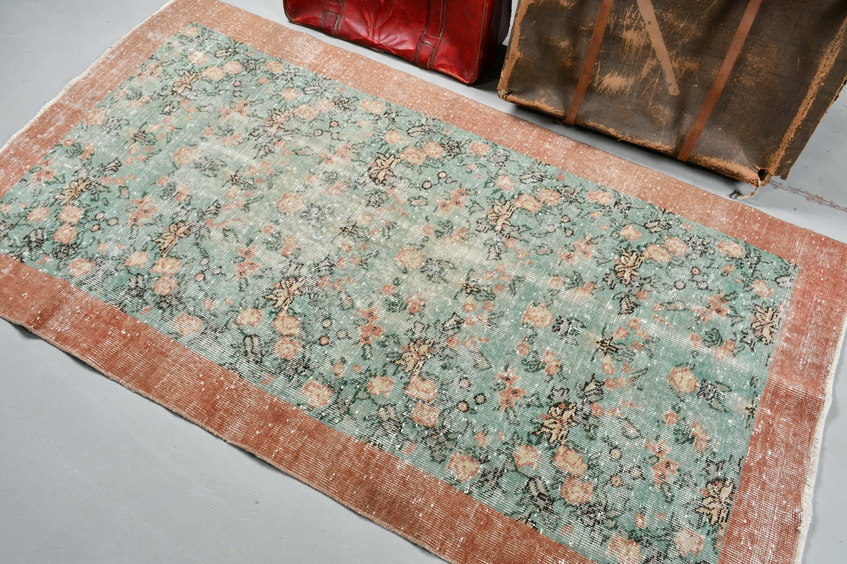 Turkish Rugs, Bedroom Rugs, Floor Rugs, Kitchen Rugs, Handmade Rug, Dining Room Rug, Vintage Rugs, Green Anatolian Rug, 3.6x6.9 ft Area Rug