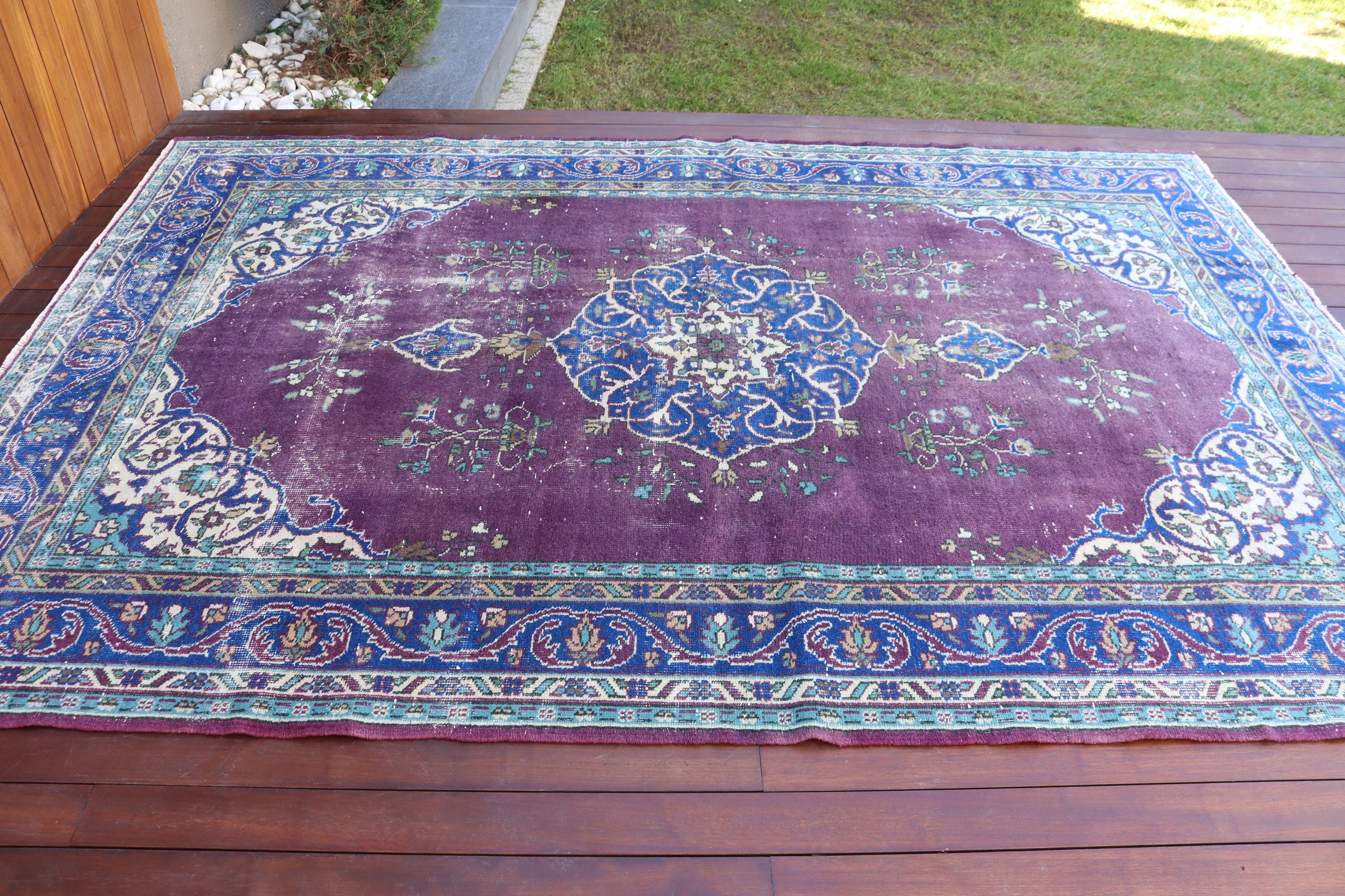 Salon Halısı, Vintage Halı, Yatak Odası Halıları, Türk Halıları, Mor Lüks Halılar, Yatak Odası Halıları, Antika Halılar, Nötr Halı, 6,2x9,1 ft Büyük Halılar