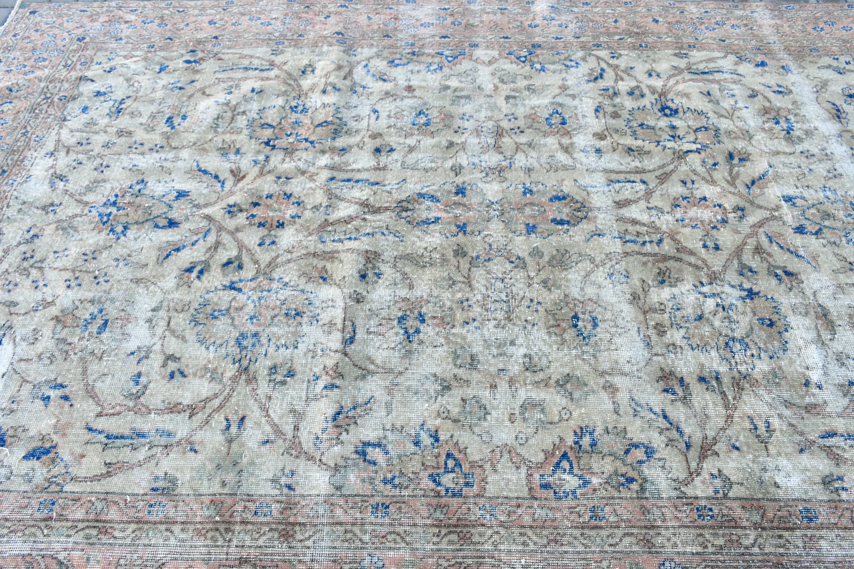 Oriental Rug, Turkish Rug, Beige Home Decor Rugs, Vintage Rug, Muted Rug, 7x10.5 ft Oversize Rug, Saloon Rug, Dining Room Rug, Moroccan Rug