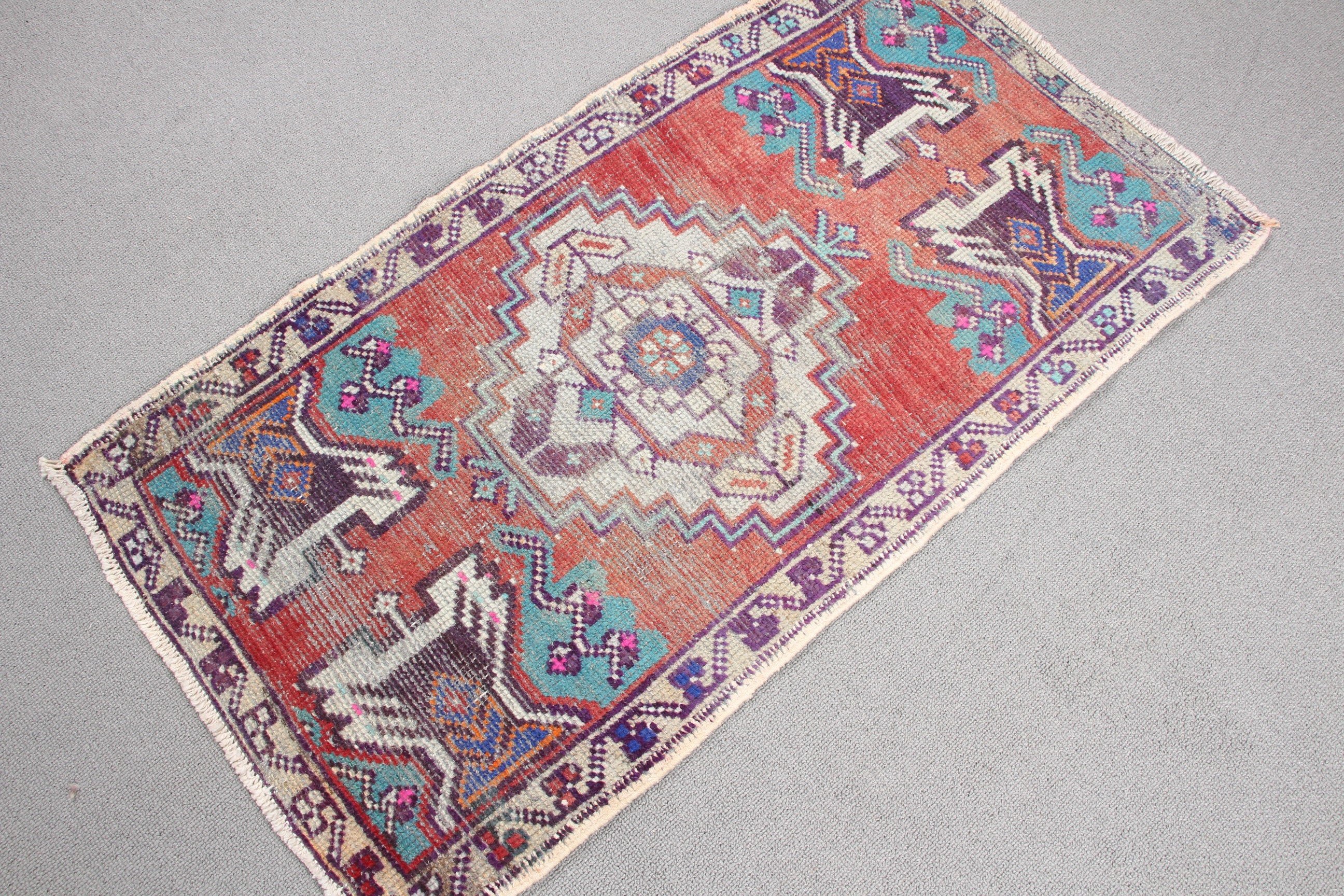 Rugs for Bath, Bedroom Rug, Turkish Rug, Antique Rug, Wall Hanging Rugs, 1.6x3.1 ft Small Rug, Entry Rug, Vintage Rug, Red Bedroom Rug