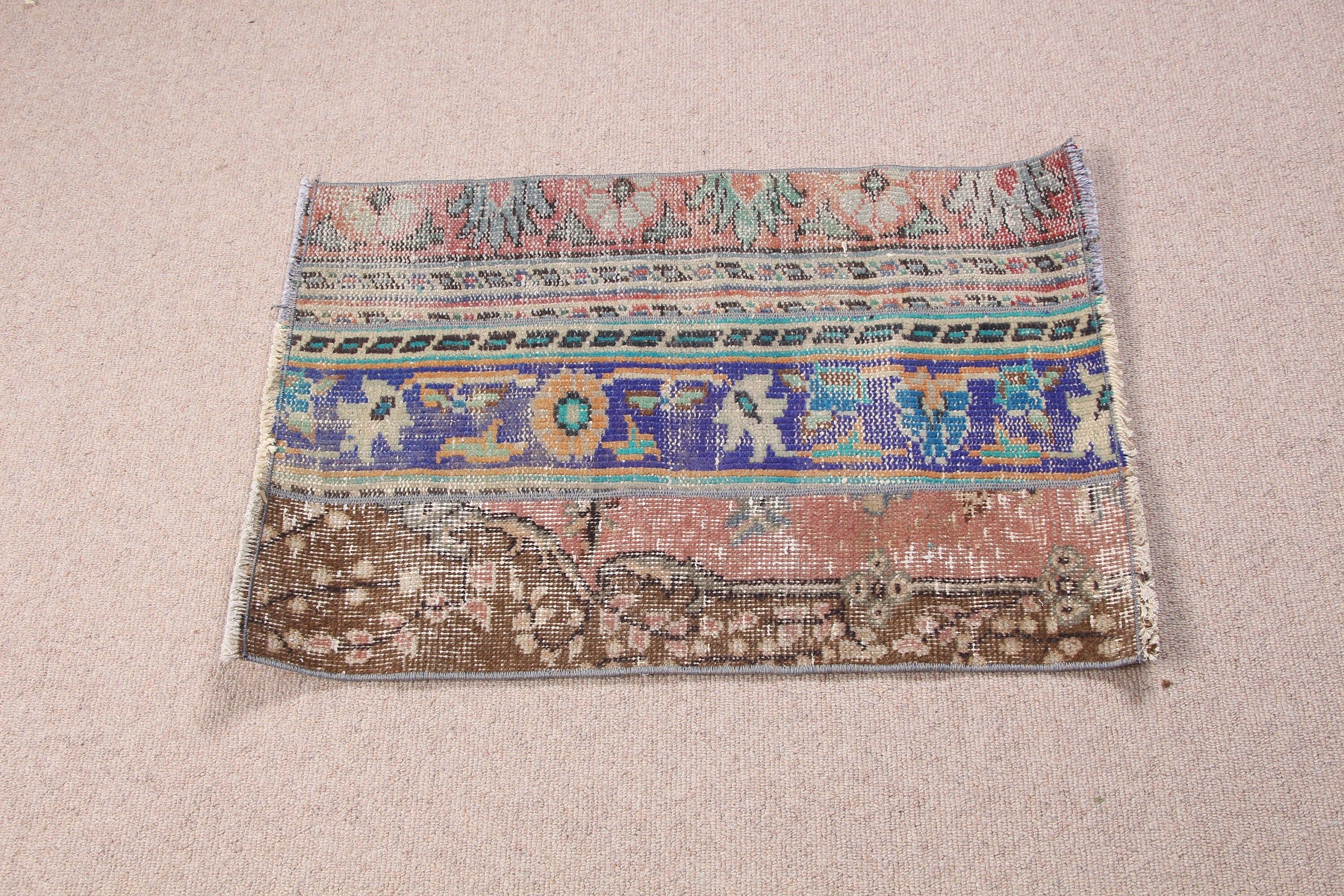 Oushak Halı, Banyo Halıları, 1.7x2.5 ft Küçük Halılar, Çocuk Halısı, Giriş Halısı, Mavi Fas Halısı, Vintage Halı, Türk Halısı, Ev Dekorasyonu Halısı