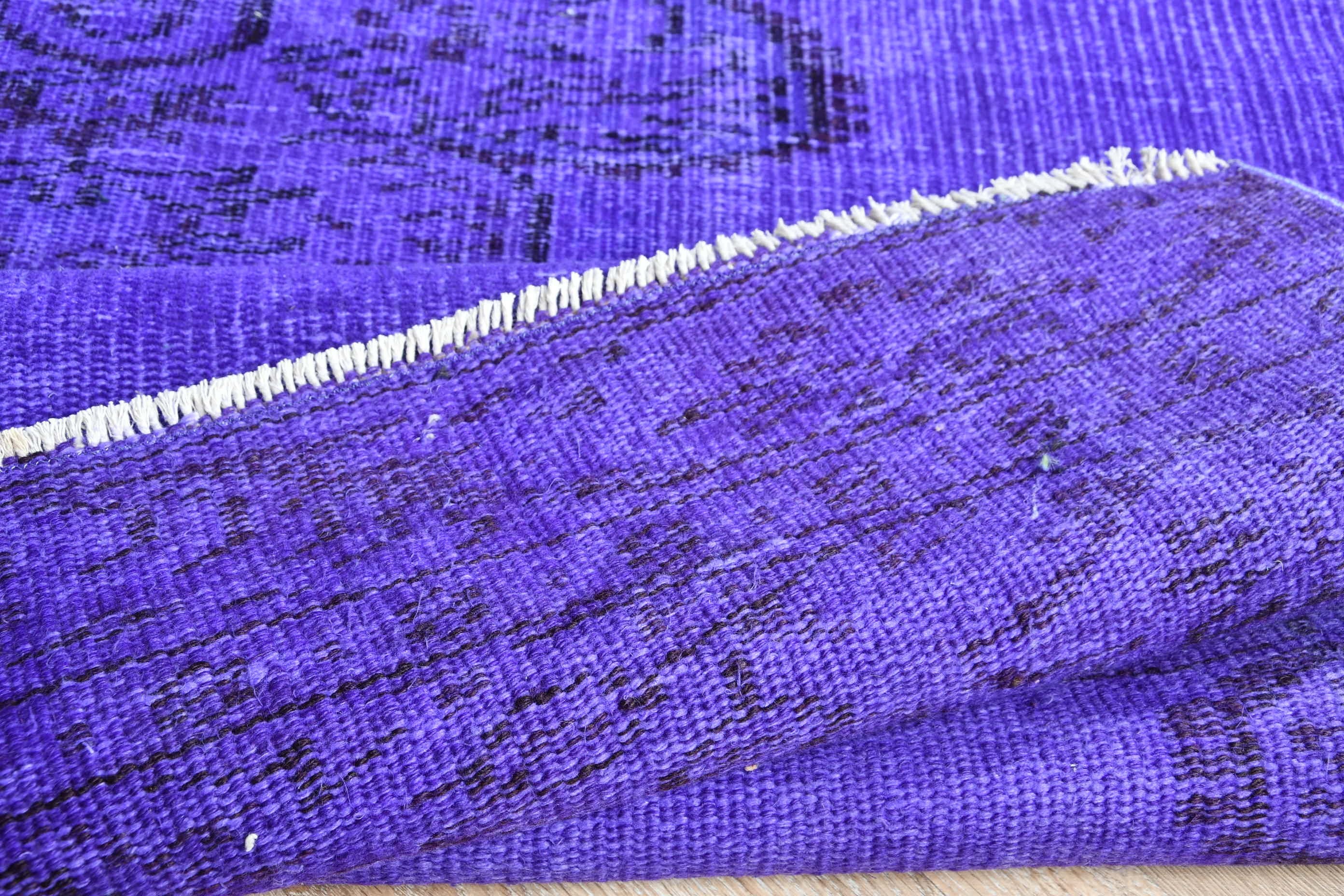 3.4x8.6 ft Runner Rug, Turkish Rugs, Cute Rugs, Vintage Rugs, Purple Wool Rugs, Cool Rug, Corridor Rug, Rugs for Corridor, Oriental Rugs