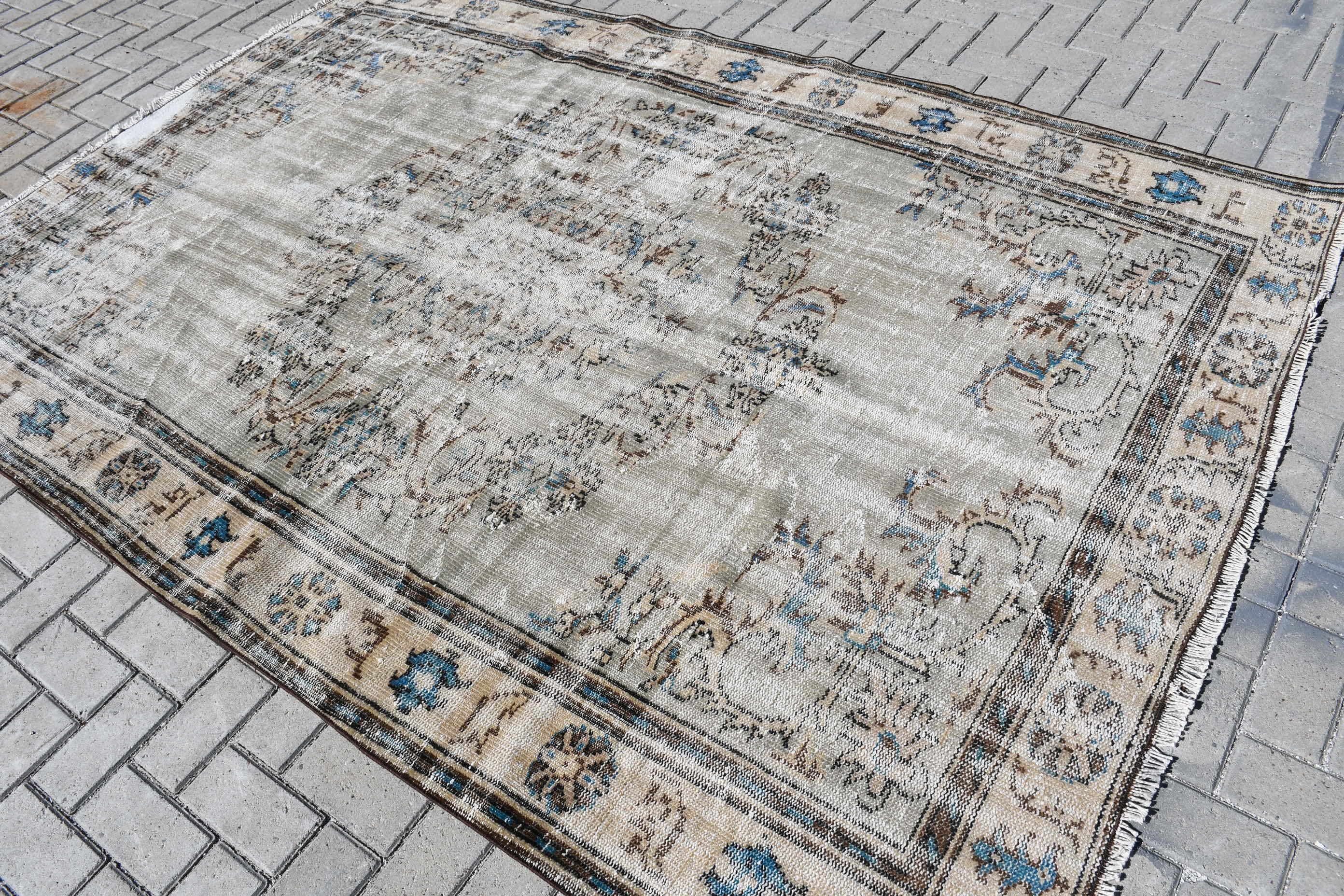 Beige Home Decor Rugs, Living Room Rugs, Pastel Rug, Oushak Rugs, 6.4x8.5 ft Large Rug, Kitchen Rugs, Turkish Rug, Salon Rug, Vintage Rugs