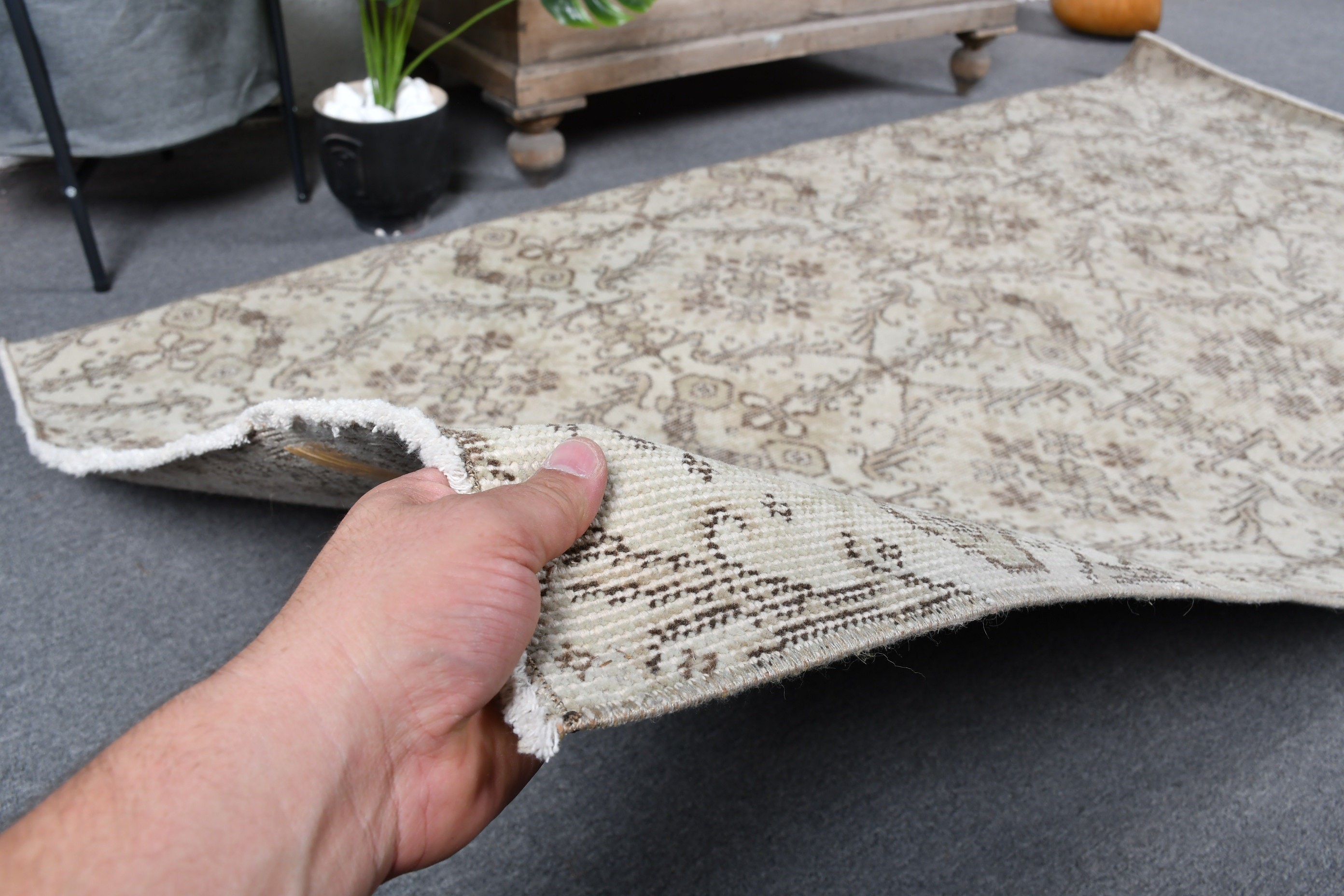 Moroccan Rugs, Rugs for Floor, Turkish Rug, Beige Cool Rug, Kitchen Rug, Vintage Rugs, 3.9x7.1 ft Area Rug, Dining Room Rug, Floor Rug
