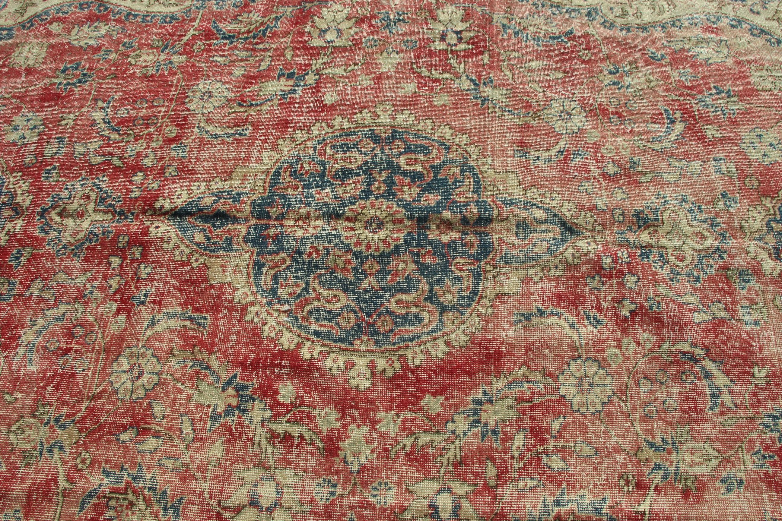 7.4x10.5 ft Büyük Boy Halı, Boho Halı, Türk Halıları, Lüks Halılar, Vintage Halılar, Havalı Halılar, Kırmızı Oryantal Halılar, Salon Halıları, Büyük Boy Türk Halısı