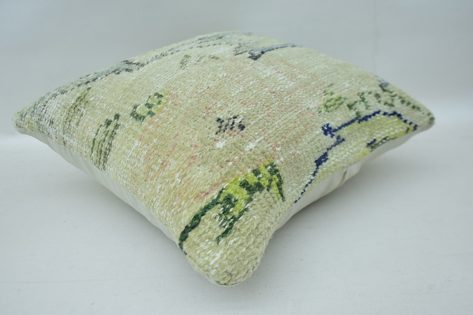 Garden Pillow Sham, Knitted Pillow Sham, Aztec Pillow Cover, 16"x16" Beige Cushion Case, Antique Pillows, Kilim Pillow, Gift Pillow