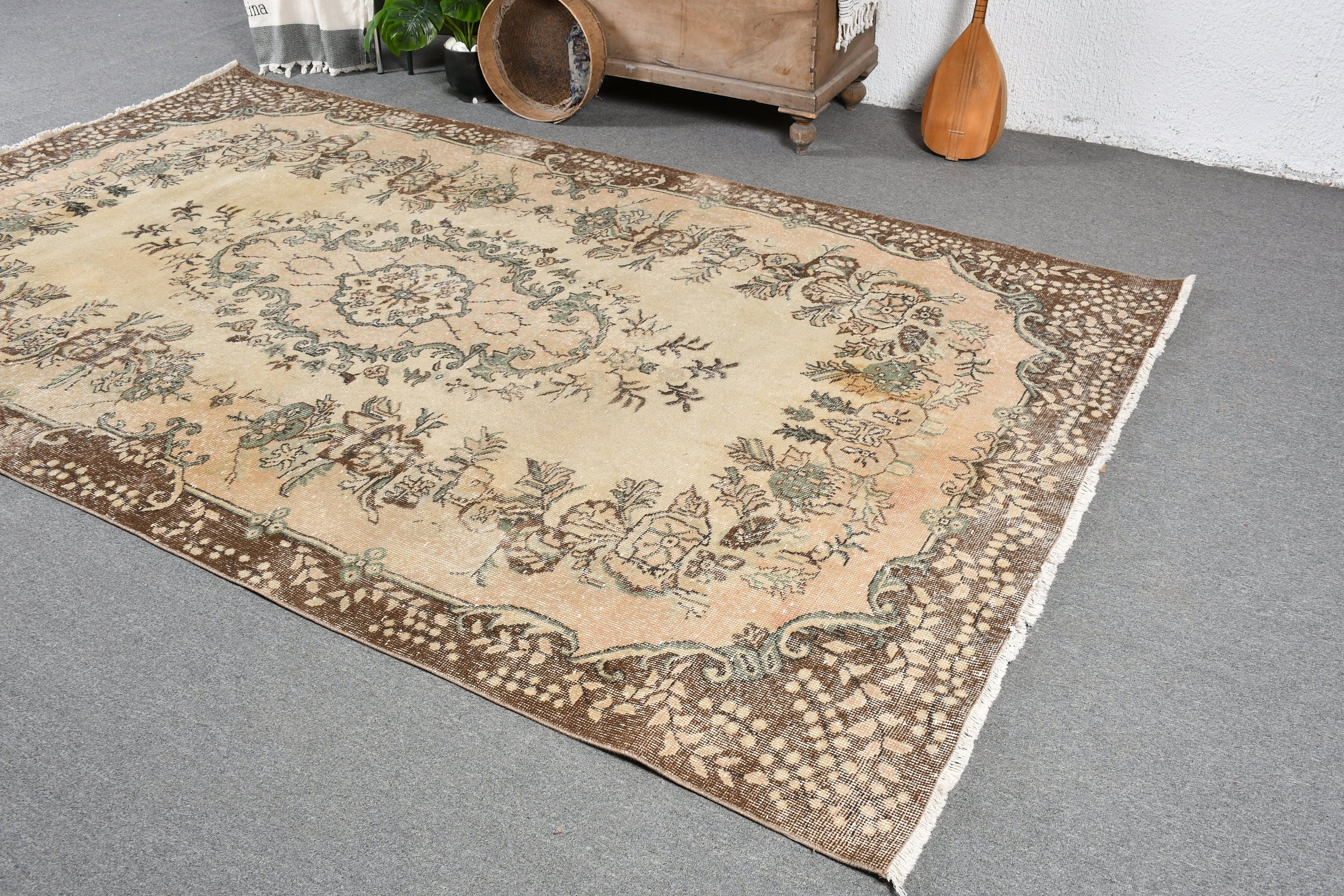 6x9.9 ft Large Rugs, Vintage Rug, Dining Room Rugs, Beige Wool Rug, Cute Rug, Bedroom Rugs, Oriental Rug, Turkish Rug, Kitchen Rugs