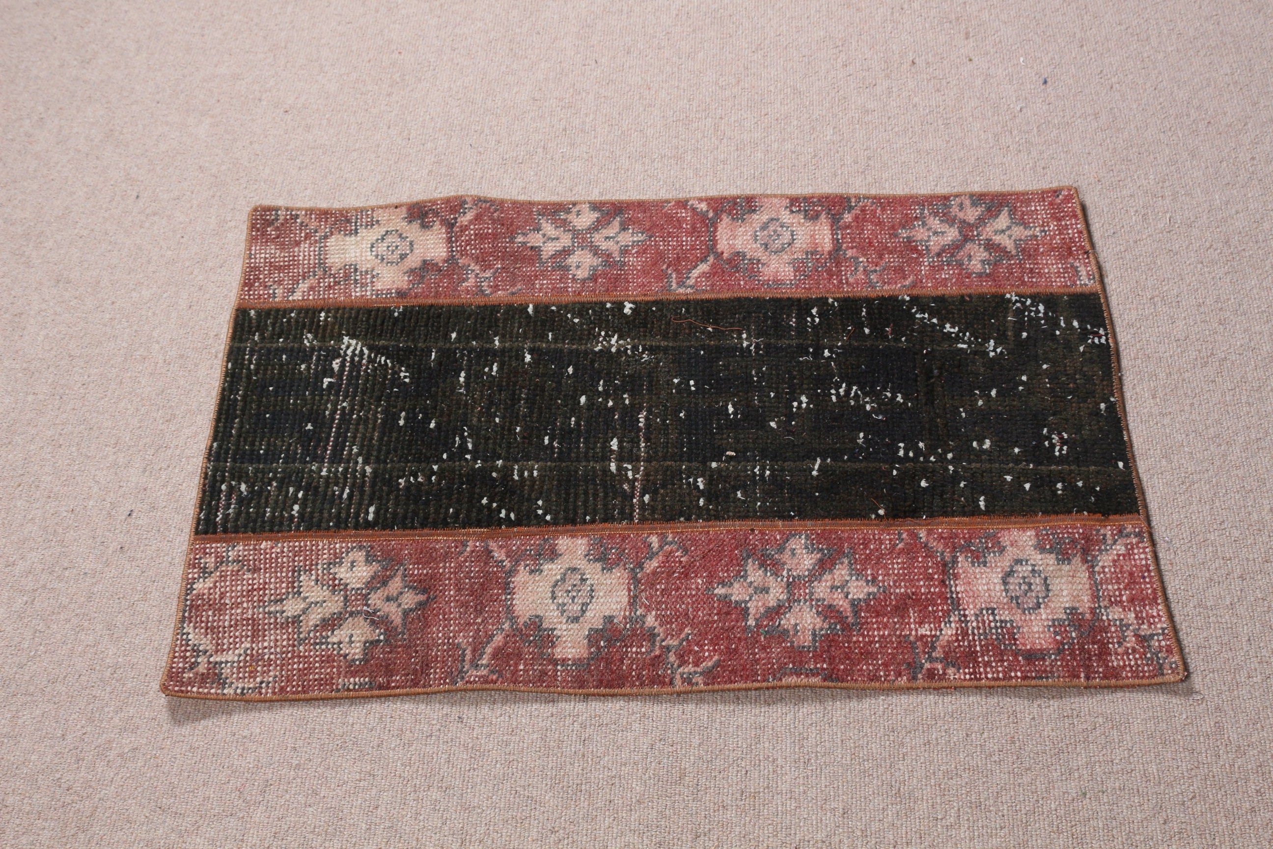 2x3.1 ft Small Rug, Decorative Rug, Black Home Decor Rug, Turkish Rug, Anatolian Rug, Door Mat Rug, Car Mat Rug, Vintage Rug