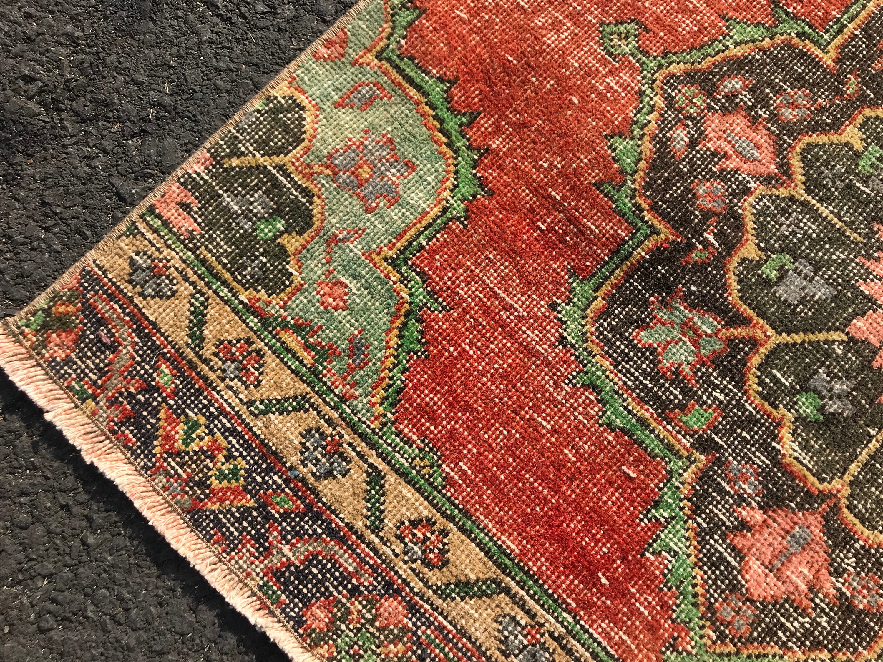 Red Kitchen Rug, Antique Rug, Rugs for Runner, 3.1x12.7 ft Runner Rug, Oushak Rug, Vintage Rug, Turkish Rugs, Hallway Rug, Corridor Rug