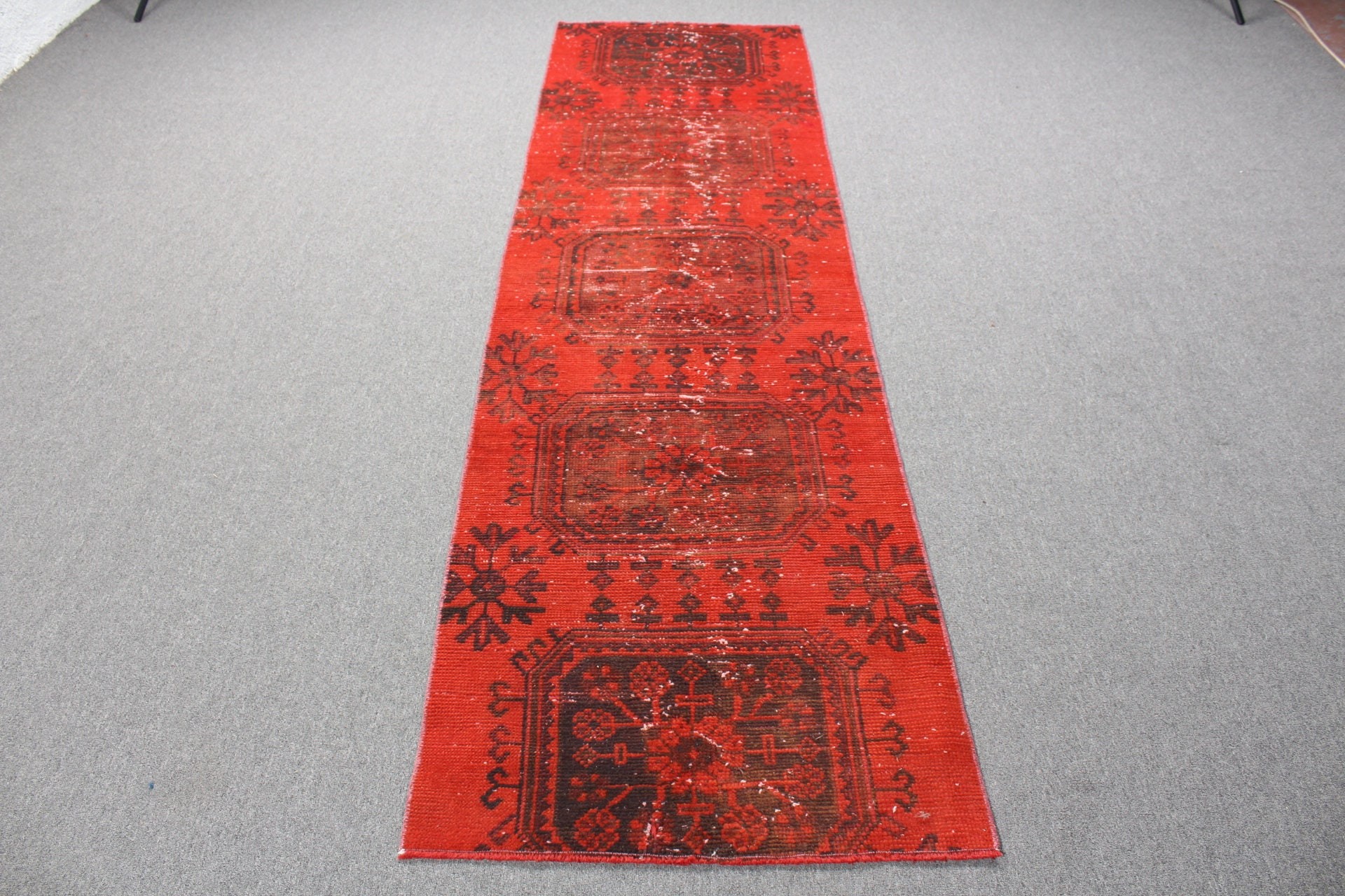 Red Antique Rug, Rugs for Stair, Turkish Rug, Bedroom Rug, Kitchen Rug, 2.5x8.9 ft Runner Rugs, Antique Rugs, Corridor Rug, Vintage Rug