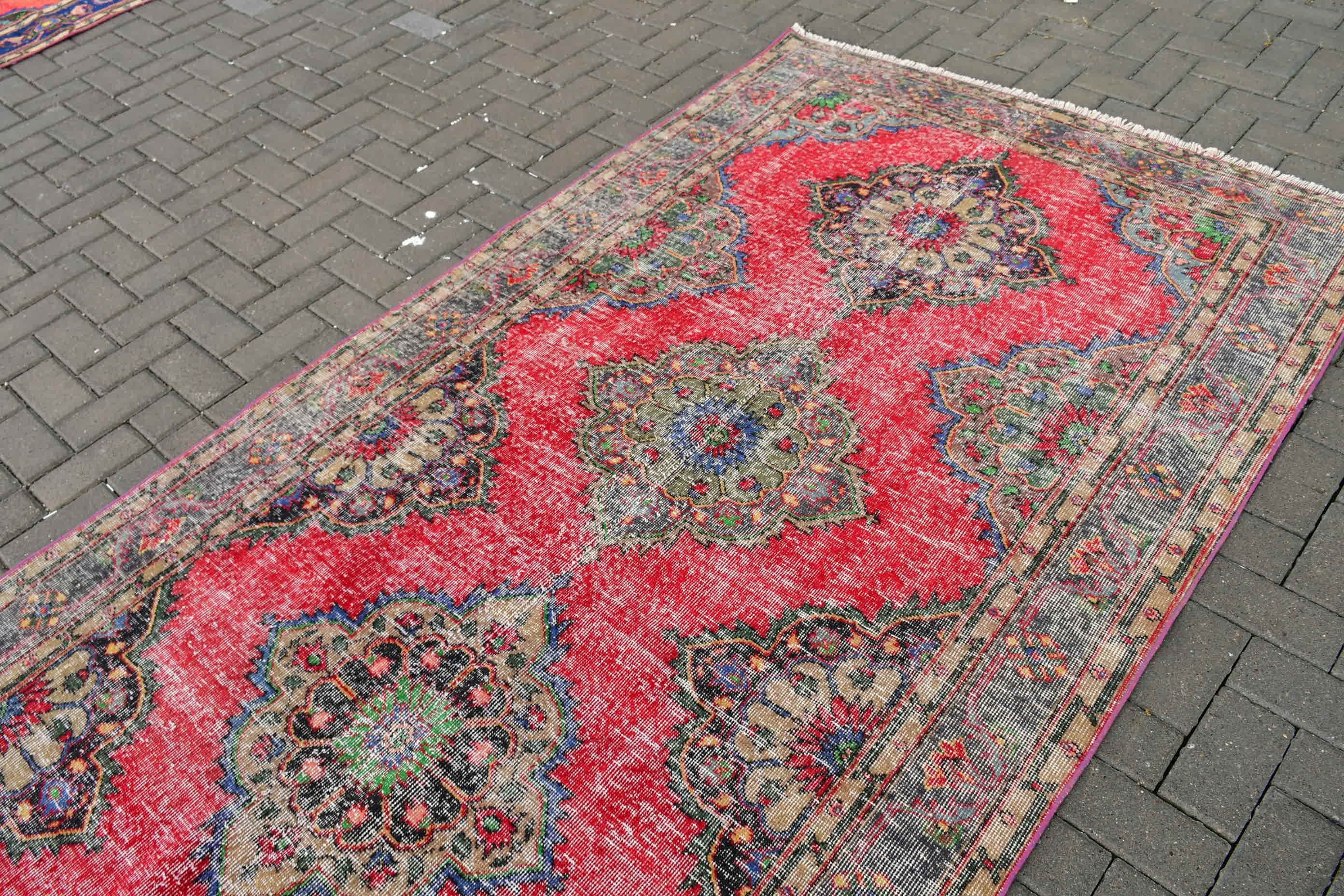 Kitchen Rug, Antique Rugs, Rugs for Stair, 4.7x12.9 ft Runner Rugs, Oriental Rugs, Turkish Rugs, Red Antique Rug, Vintage Rugs, Stair Rugs