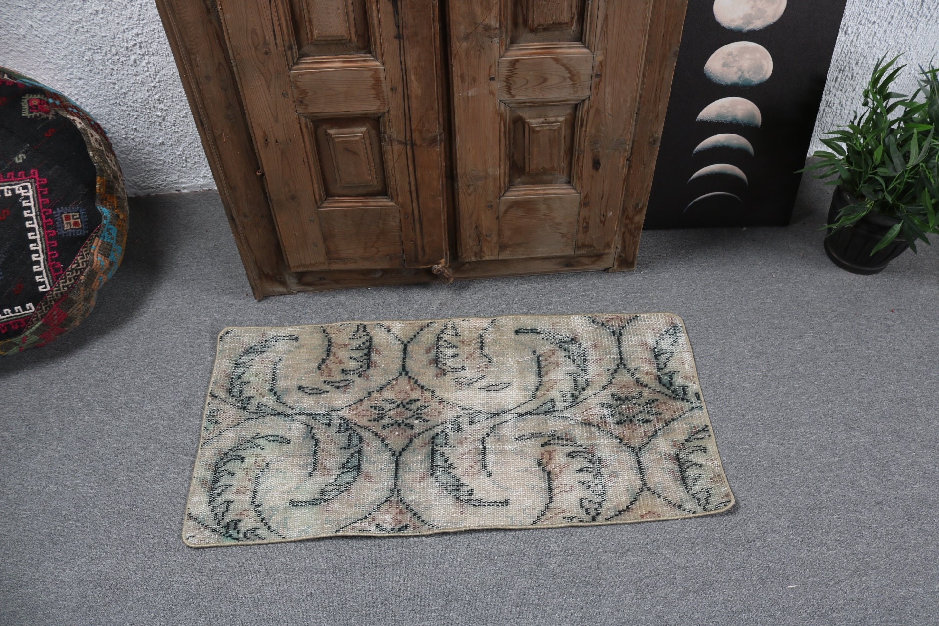 Vintage Halı, Lüks Halı, Oryantal Halılar, Mutfak Halıları, Ofis Halısı, Yeşil El Dokuma Halı, Küçük Alan Halıları, 1.6x3.3 ft Küçük Halılar, Türk Halıları