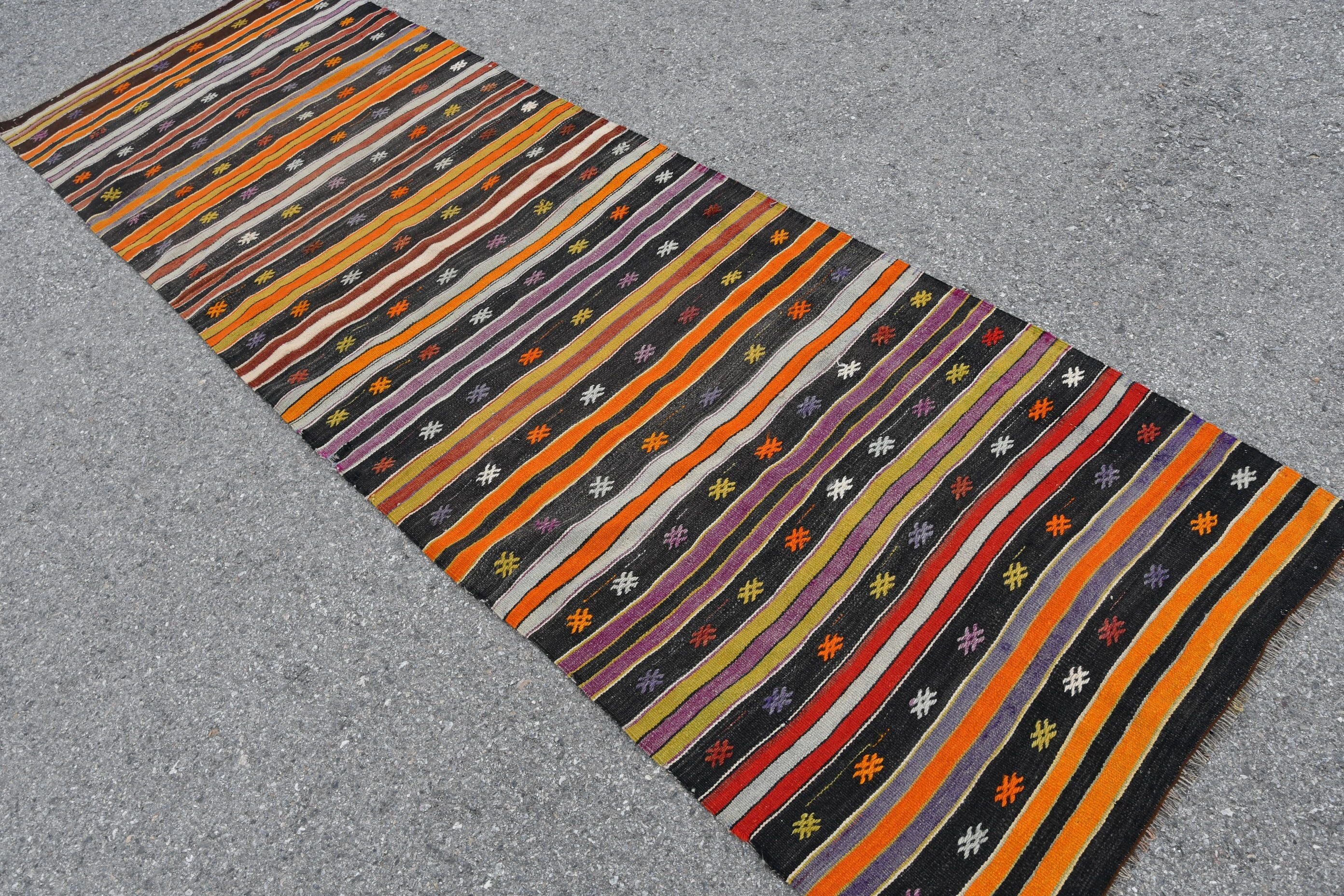 Kitchen Rugs, Kilim, Oriental Rugs, Vintage Rug, Hallway Rug, Orange Oriental Rug, 2.8x8.9 ft Runner Rug, Turkish Rug