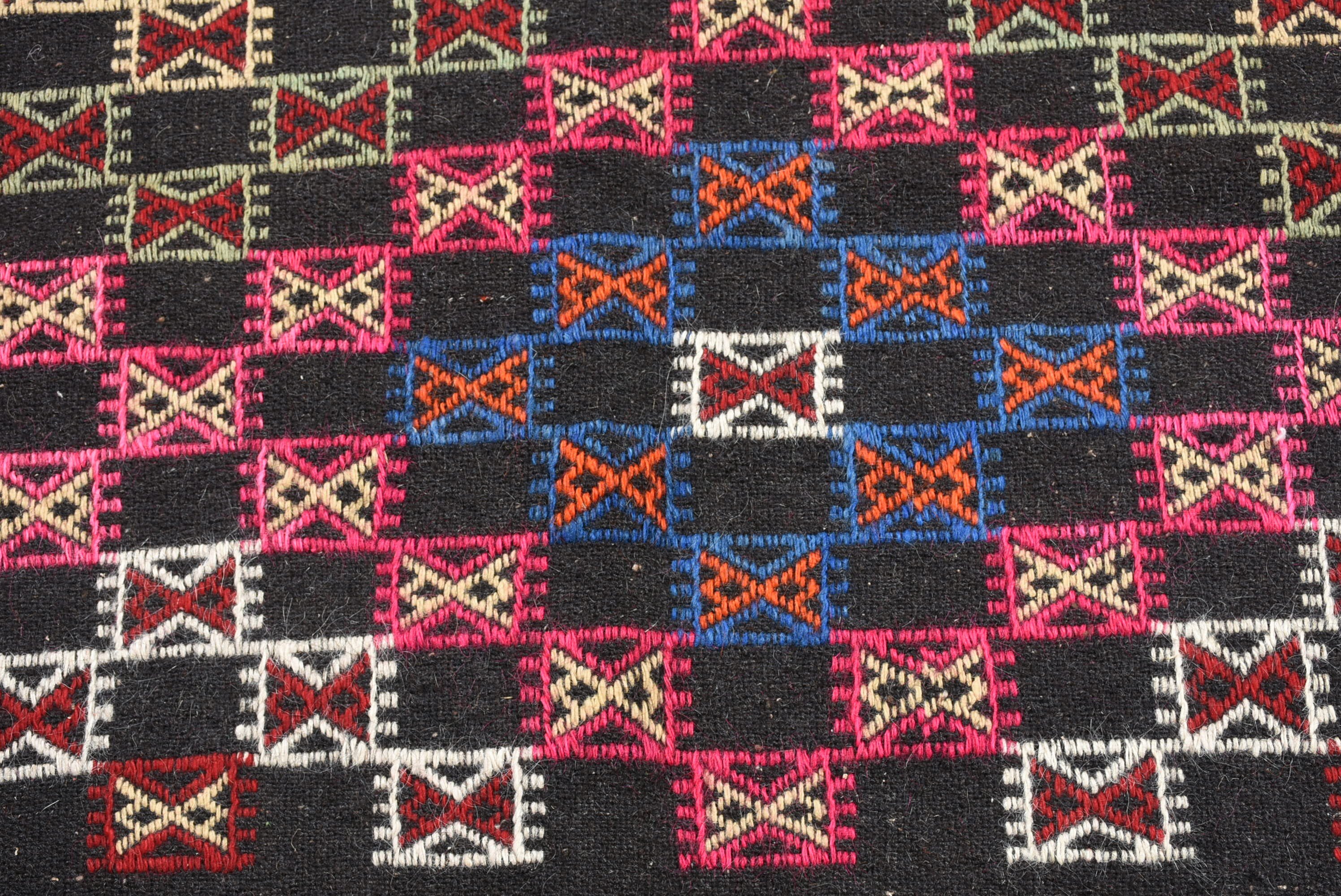 Living Room Rug, Vintage Rugs, Turkish Rug, Kilim, Black Cool Rug, Old Rug, Cool Rug, Dining Room Rug, 4.6x11.1 ft Large Rugs, Bedroom Rugs