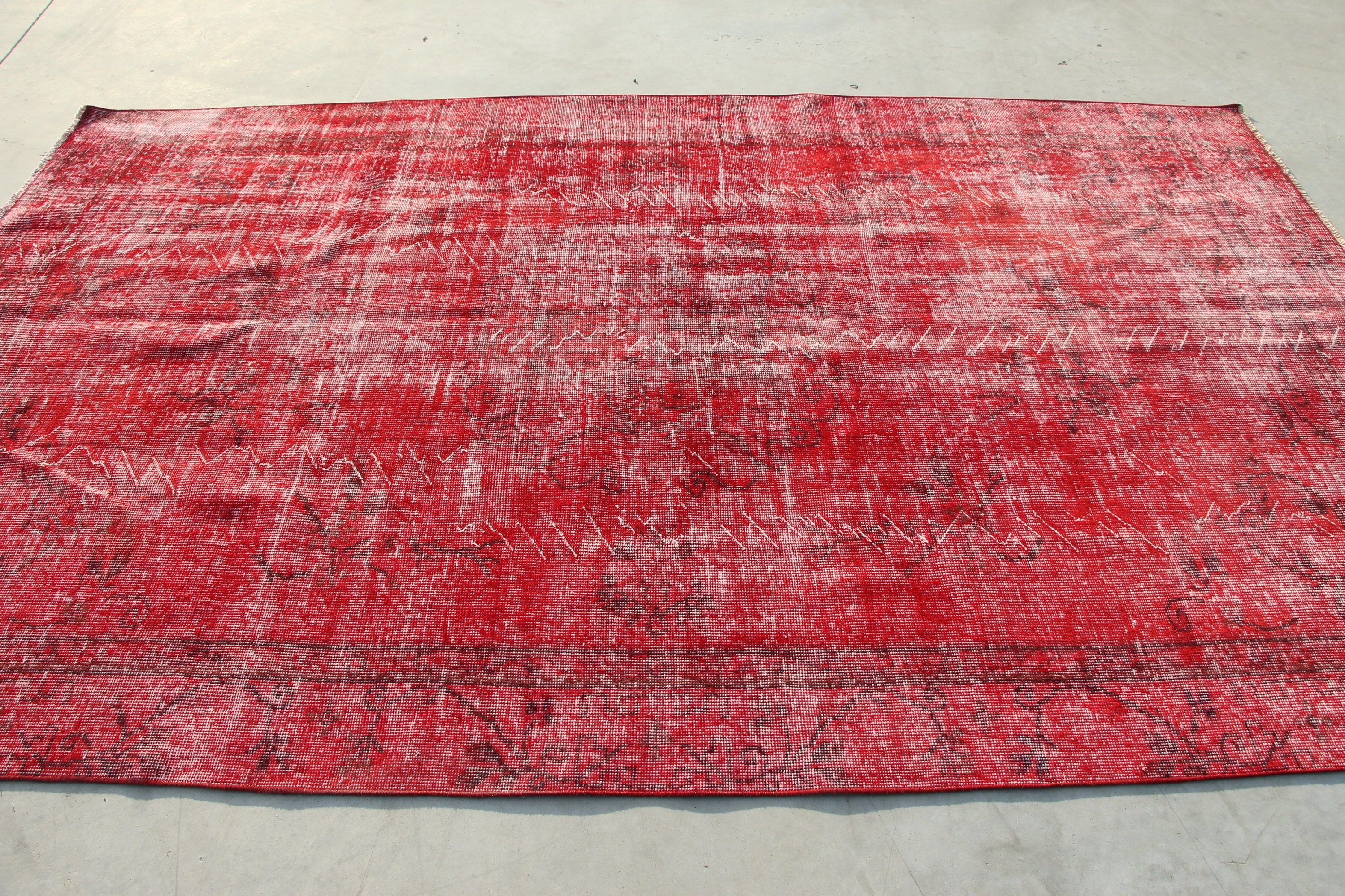 Living Room Rug, Bedroom Rug, Antique Rugs, Vintage Rug, Turkish Rug, Rugs for Bedroom, 5.7x9.3 ft Large Rugs, Red Anatolian Rug, Muted Rug