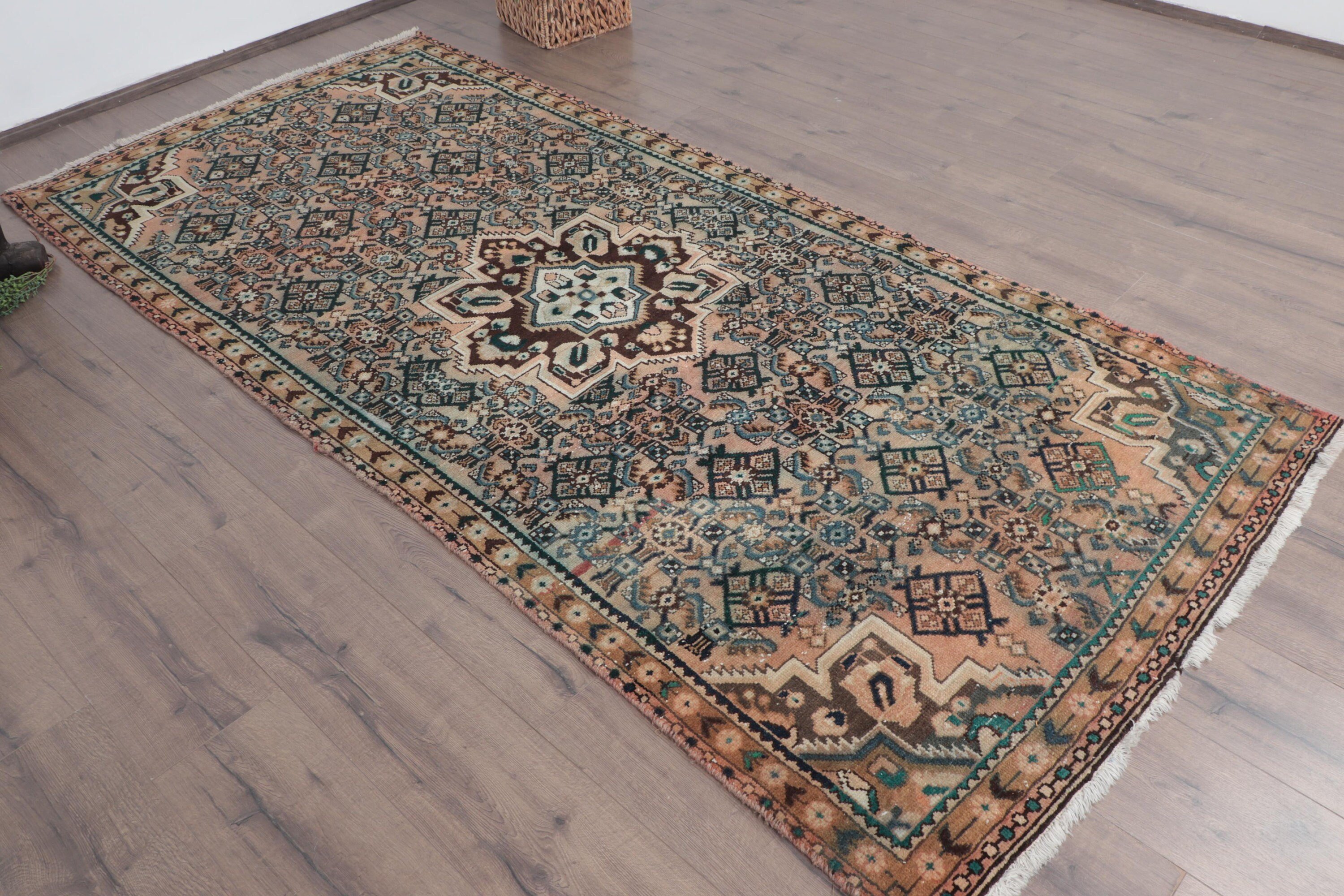 Antique Rug, Turkish Rugs, Modern Rug, Vintage Area Rugs, Aesthetic Rug, Floor Rug, 4x8.7 ft Area Rugs, Brown Home Decor Rug, Vintage Rugs