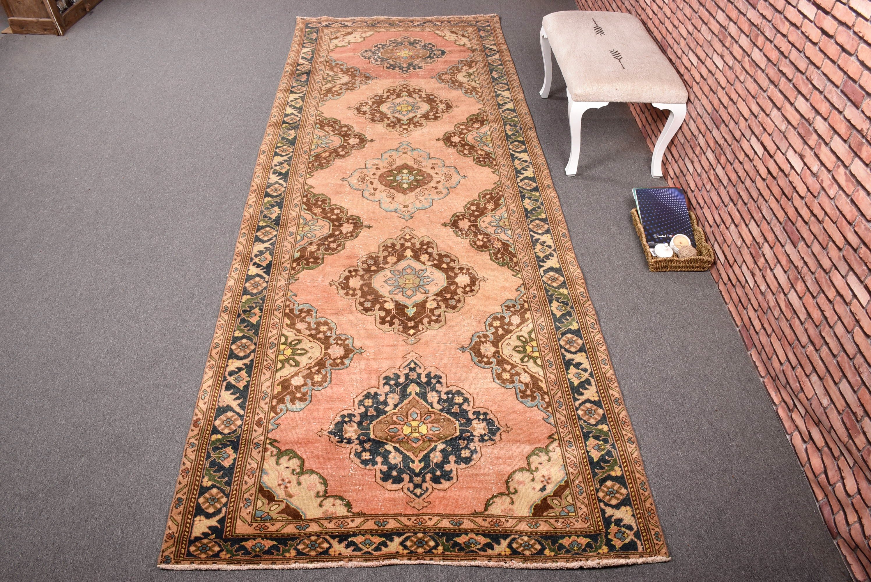 Boho Halıları, 4.5x12.9 ft Runner Halısı, Beni Ourain Runner Halıları, Yer Halısı, Runner Halıları, Vintage Halı, Türk Halıları, Pembe Yün Halılar