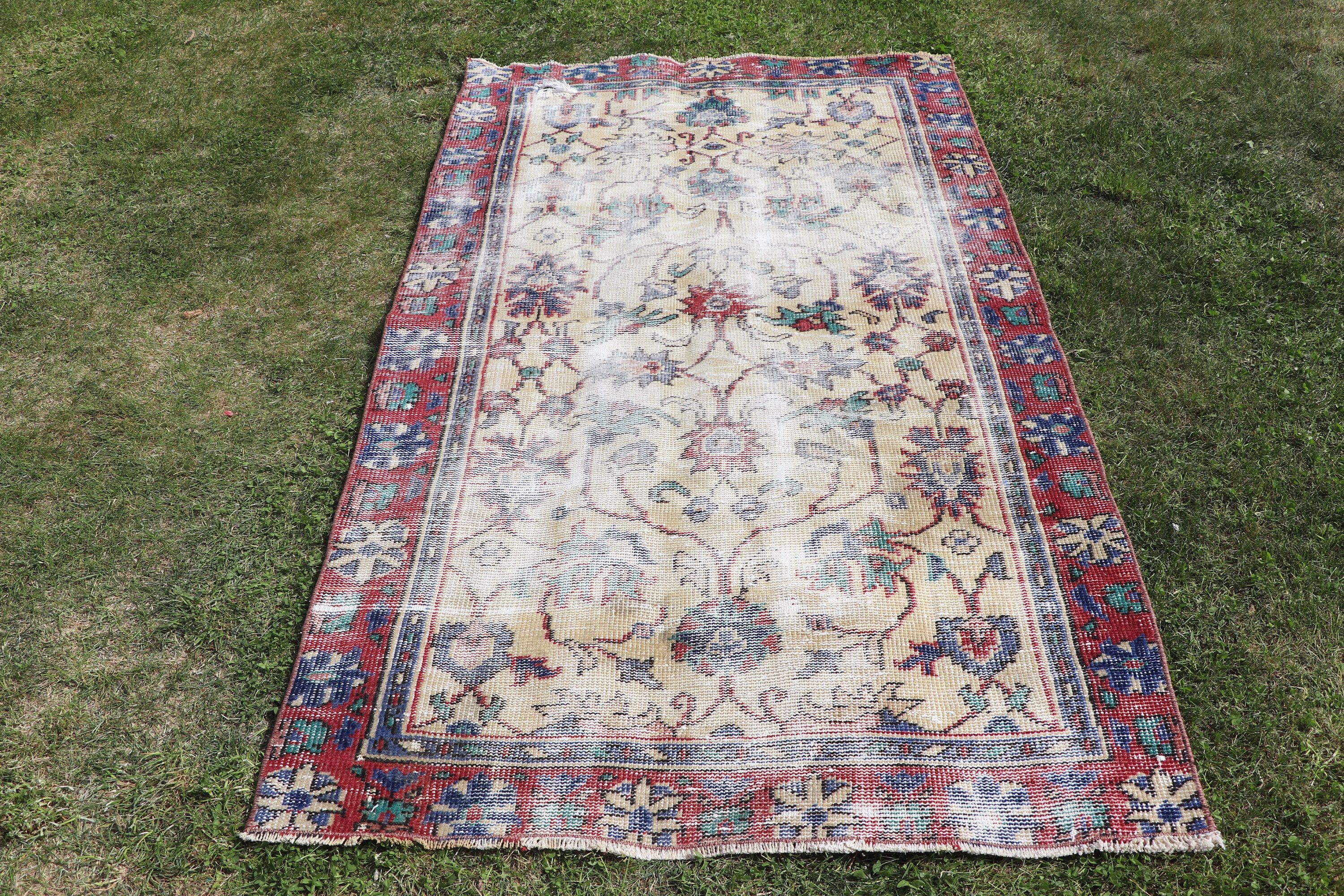 Yer Halıları, Aksan Halıları, 3,3x6,1 ft Aksan Halıları, Kırmızı Ev Dekor Halıları, Türk Halıları, Bohem Halısı, Vintage Halı, Yatak Odası Halısı, Mutfak Halısı