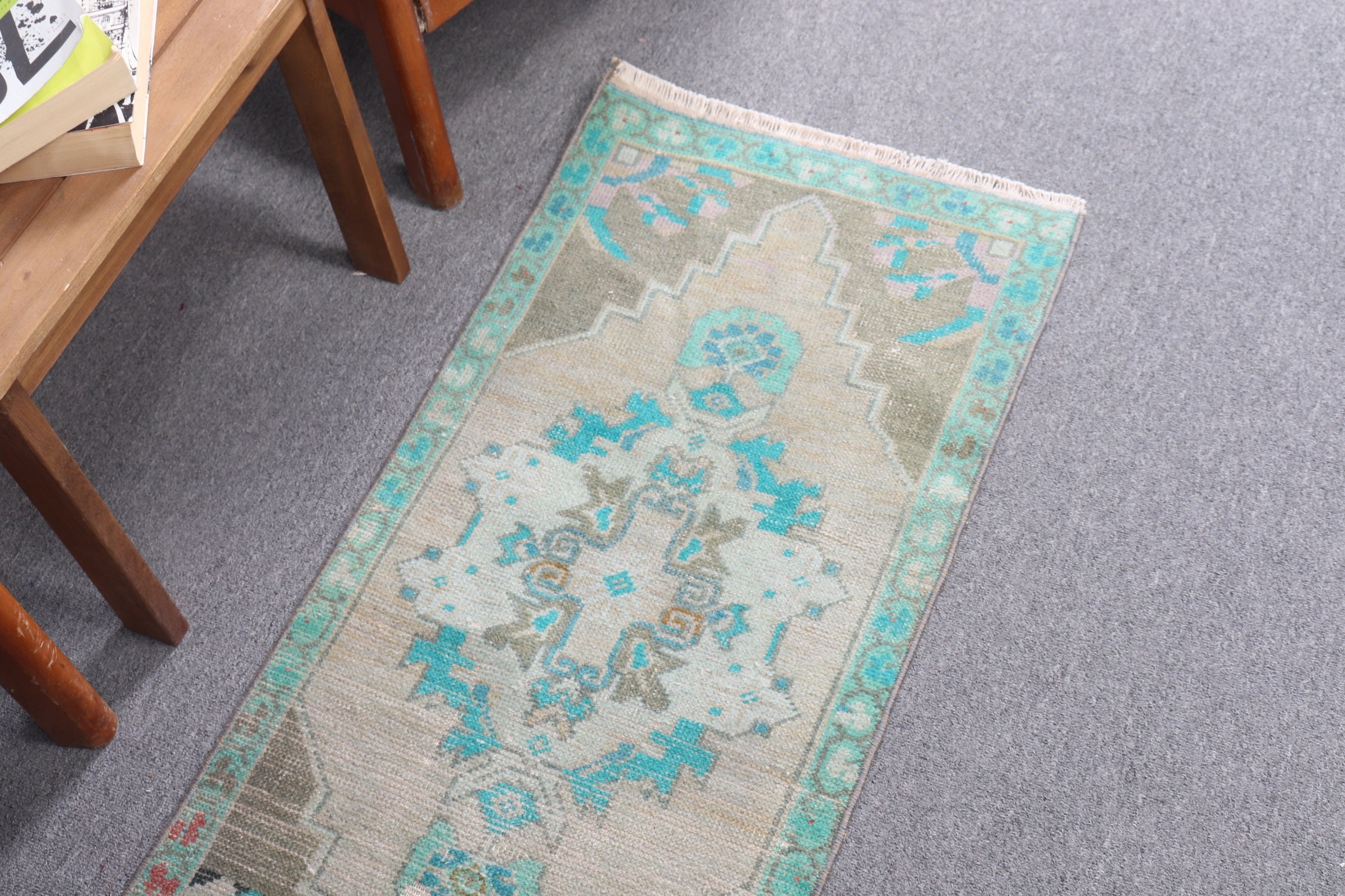 Yer Halıları, Duvara Asılı Halılar, Banyo Halısı, Banyo Halıları, Yatak Odası Halıları, 1.6x3.4 ft Küçük Halı, Bej Yün Halı, Türk Halısı, Vintage Halı