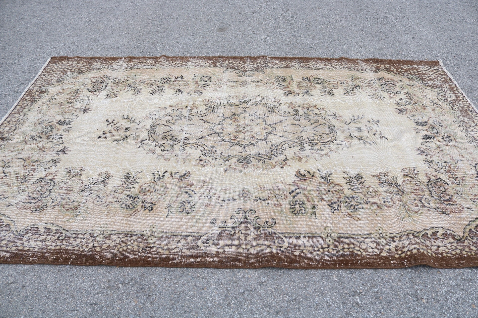 Pastel Rug, Turkish Rug, Floor Rug, Living Room Rug, Oushak Rug, Dining Room Rug, Vintage Rug, Rugs for Salon, 5.6x9.2 ft Large Rug
