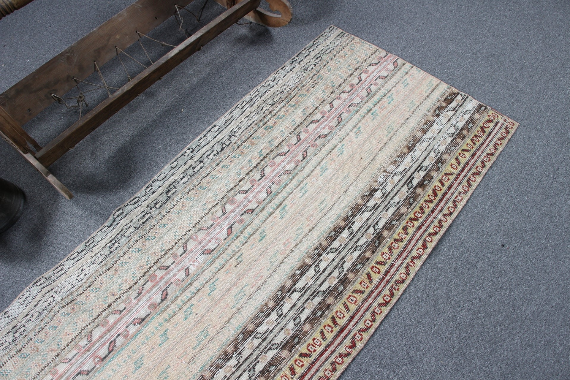 Beige Antique Rugs, Rugs for Runner, 2.7x8.5 ft Runner Rug, Floor Rugs, Stair Rug, Vintage Rug, Turkish Rugs, Pastel Rug