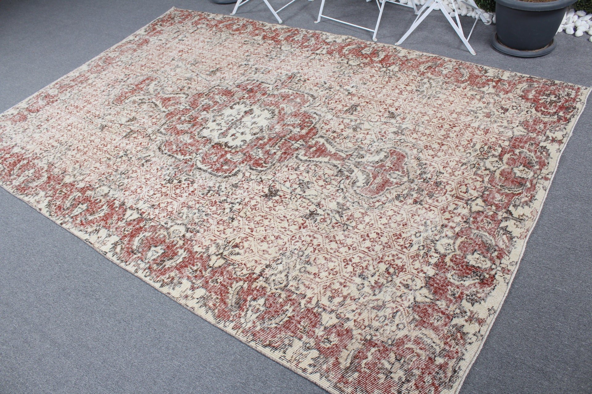 Dining Room Rug, Living Room Rugs, Floor Rugs, Turkish Rug, Vintage Rugs, Handmade Rug, Cool Rug, Beige  5.9x8.9 ft Large Rugs