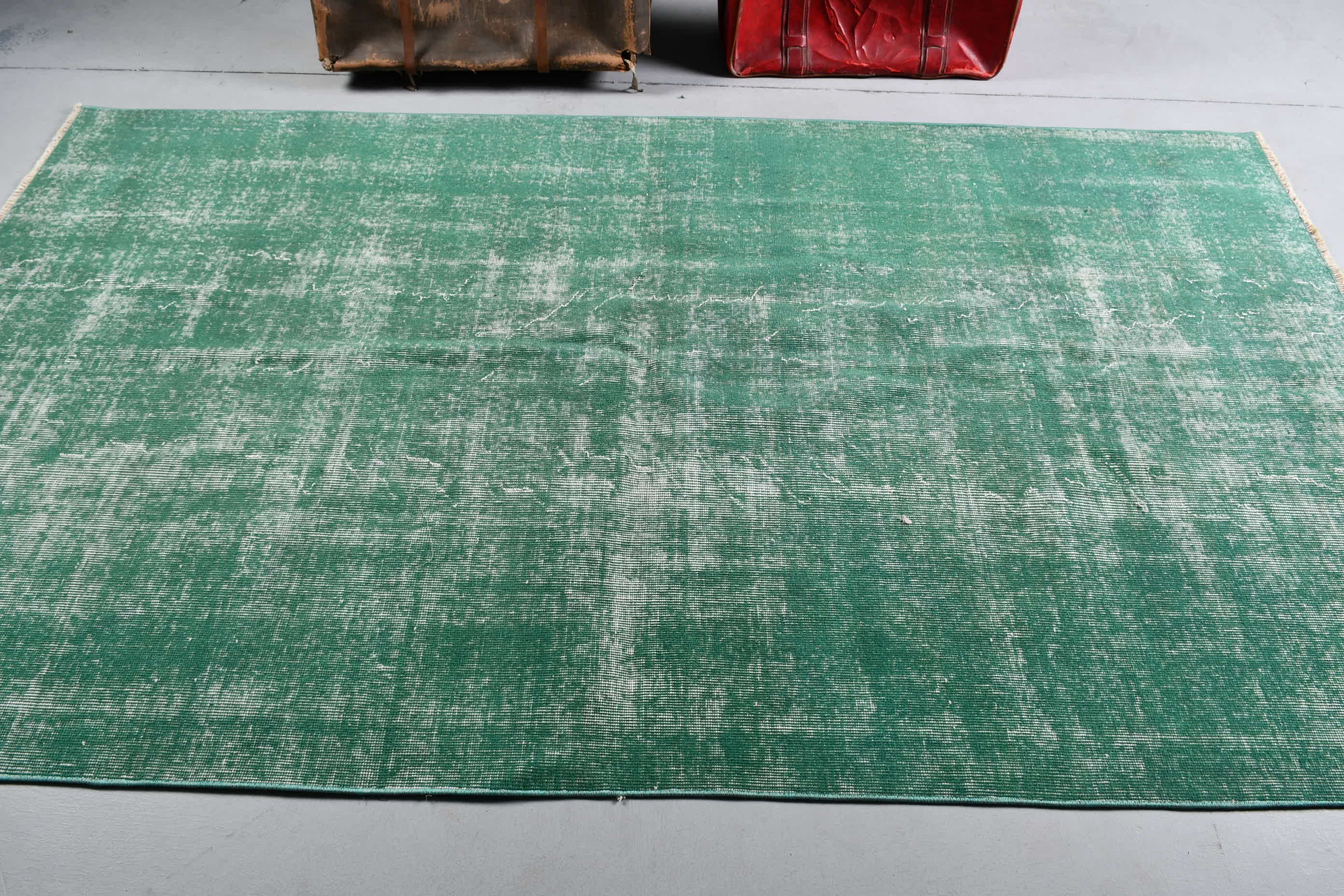 Dining Room Rug, Turkish Rugs, Vintage Rugs, Art Rug, Antique Rug, Green  5x8.5 ft Large Rugs, Kitchen Rug, Living Room Rugs