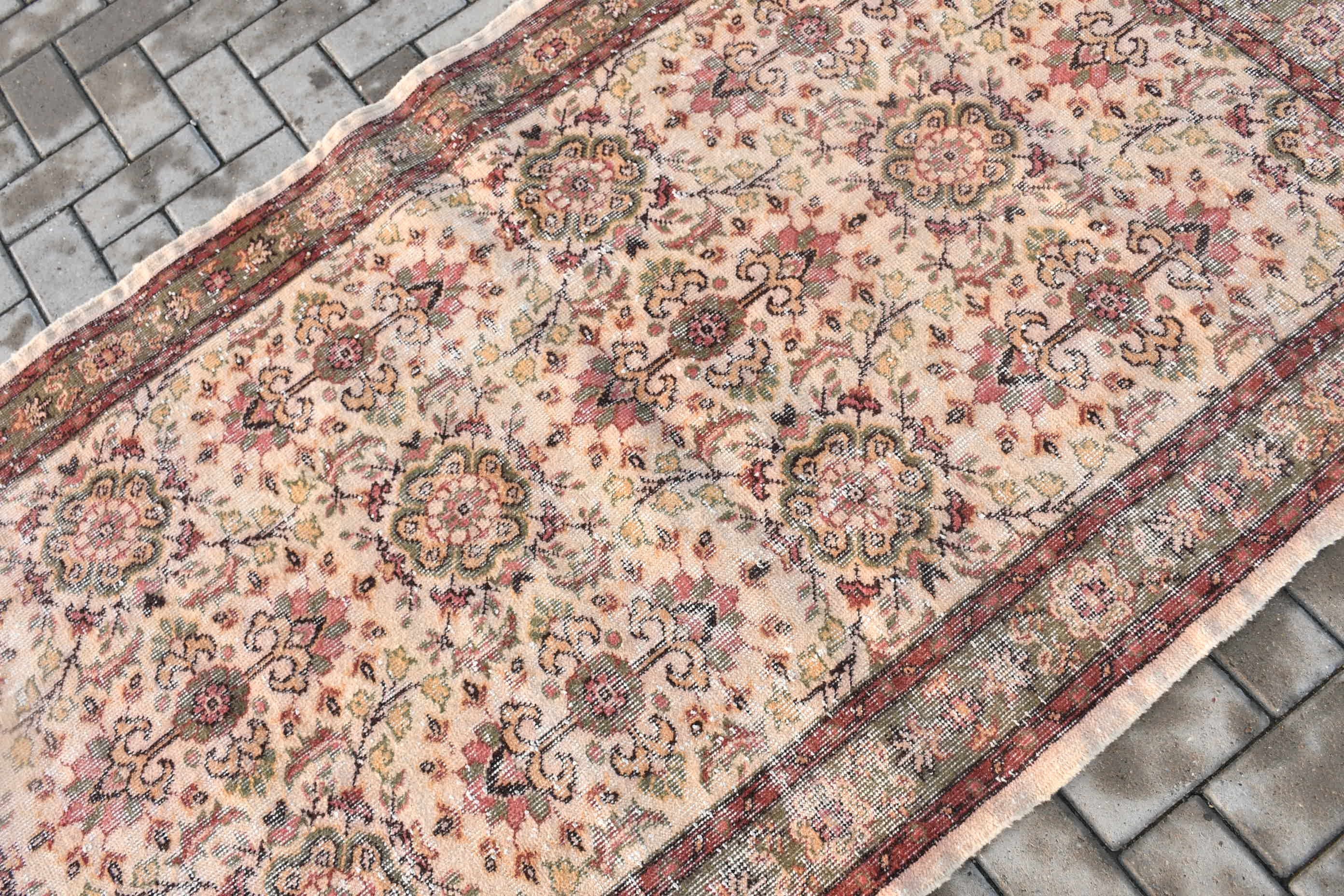 Floor Rug, Beige Oushak Rug, Vintage Rug, Nursery Rug, Wool Rug, Rugs for Dining Room, Home Decor Rugs, Turkish Rugs, 3.9x6.5 ft Area Rug