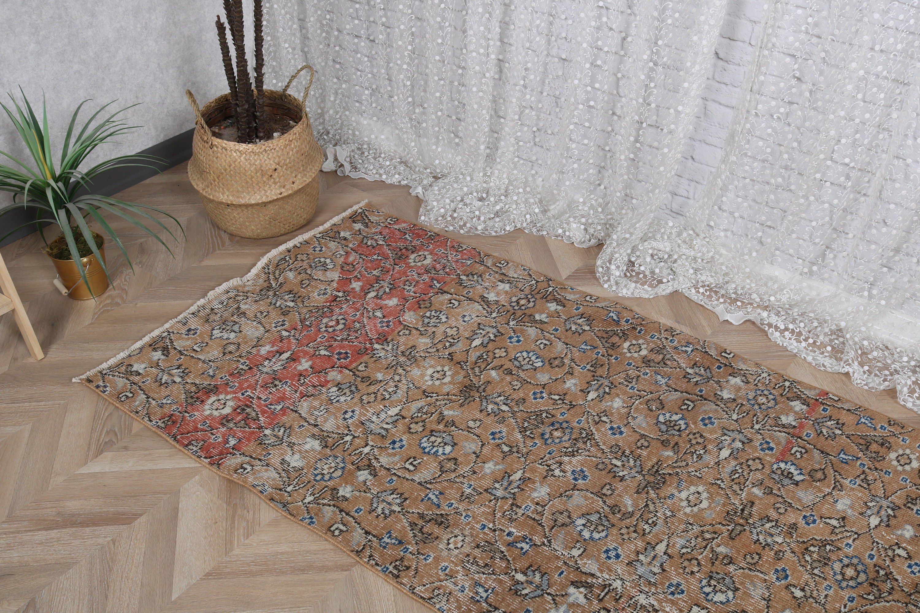 Boho Halı, Kahverengi Lüks Halı, Vintage Dekor Halı, Türk Halıları, Vintage Halı, Giriş Halısı, Mutfak Halısı, 3.1x7 ft Accent Halıları, Accent Halıları