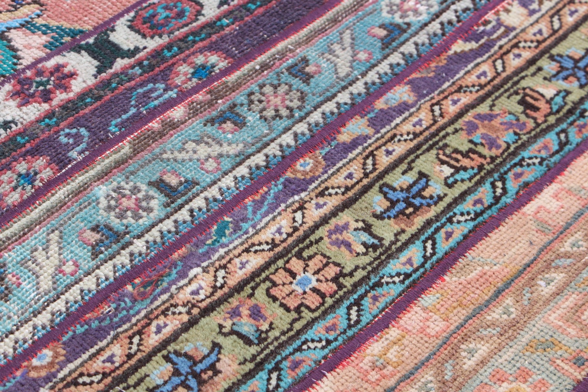 Merdiven Halısı, 2.2x7.2 ft Koşucu Halıları, Aztek Halısı, Vintage Halı, Türk Halısı, Ev Dekor Halıları, Oushak Halıları, Yeşil Antika Halılar, Koridor Halıları