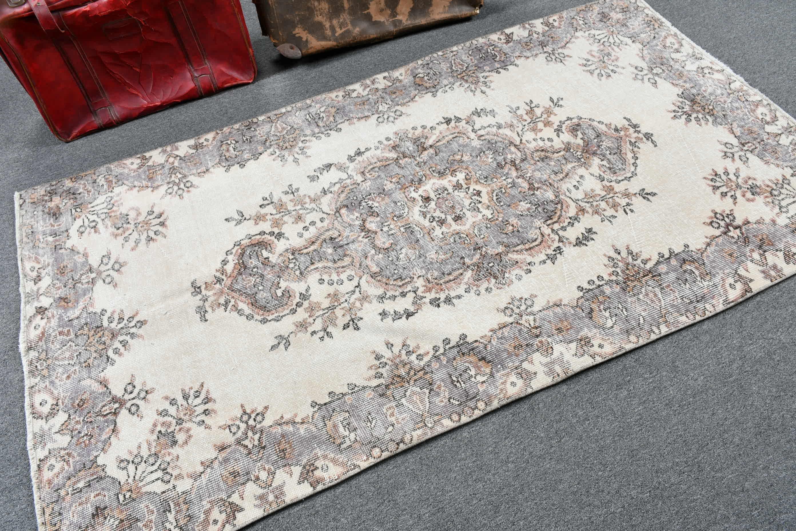 Floor Rugs, Beige Bedroom Rug, Vintage Rugs, Turkish Rug, 3.6x6.8 ft Area Rug, Rugs for Bedroom, Anatolian Rugs, Indoor Rugs