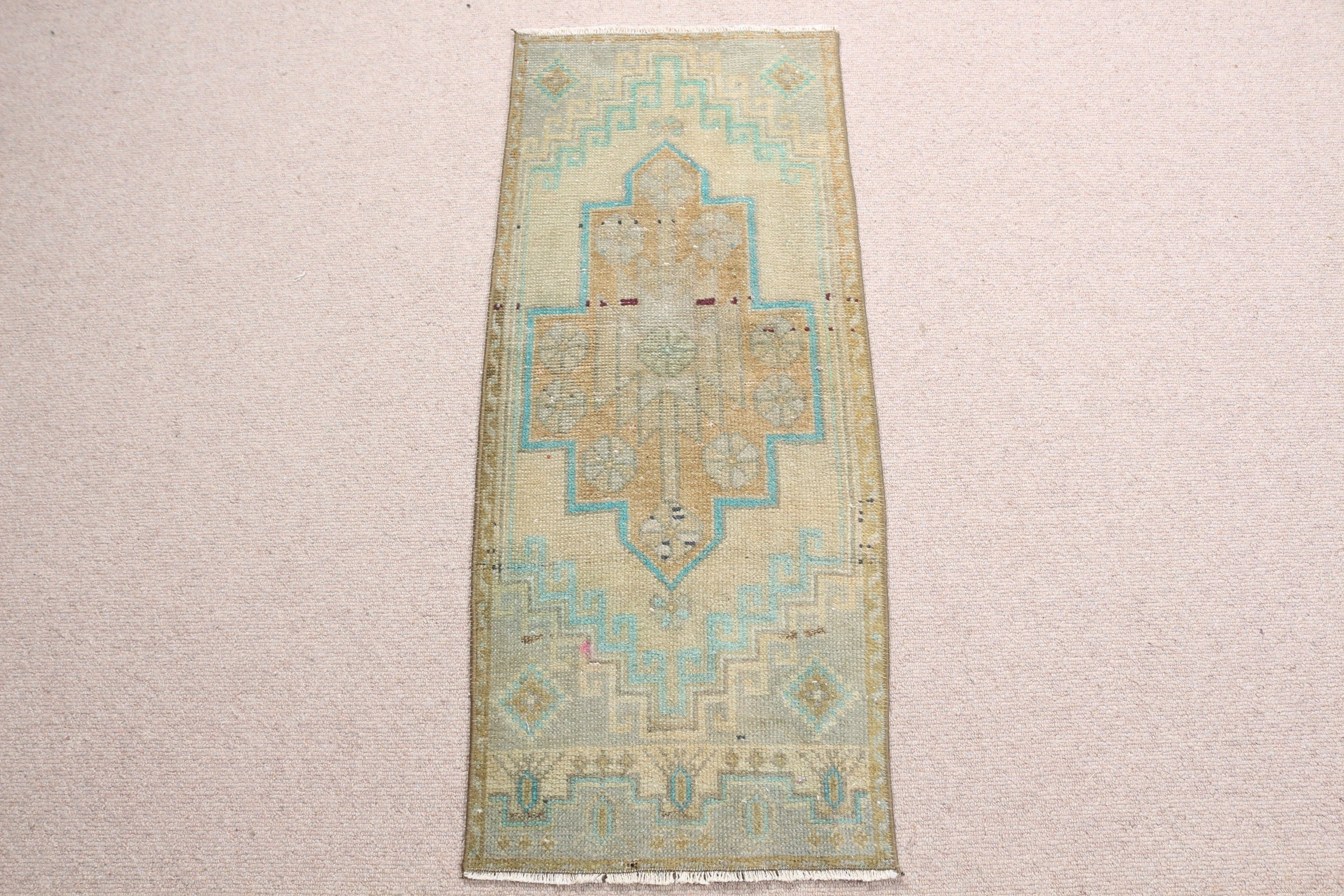 Yün Halı, Vintage Halı, Ev Dekor Halısı, Türkiye Halısı, Yatak Odası Halısı, Duvara Asılı Halılar, Türk Halısı, 1.4x3.4 ft Küçük Halı, Bej Ev Dekor Halısı