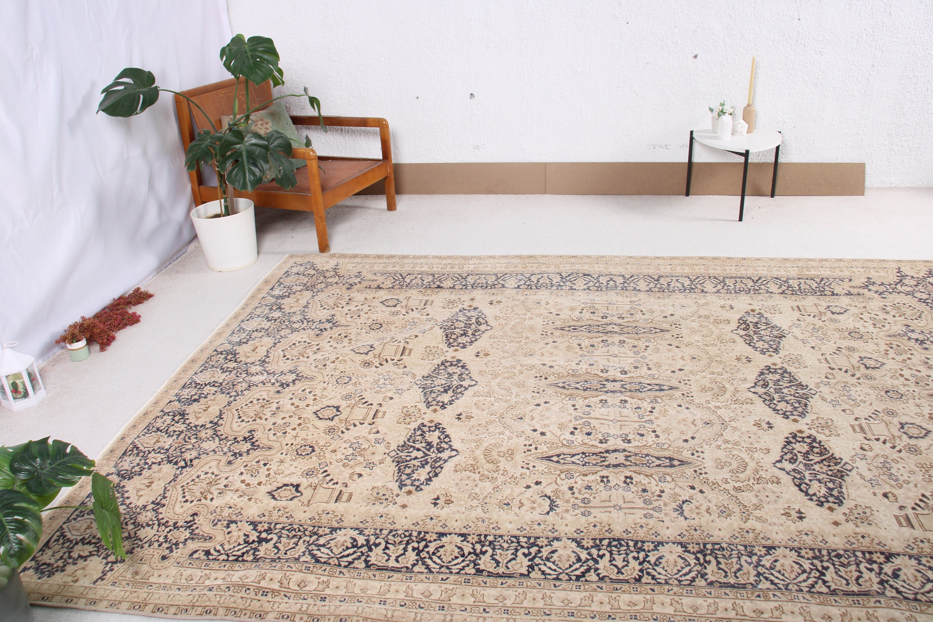 Beige Boho Rug, Living Room Rug, Vintage Rugs, Modern Rug, Large Boho Rugs, Artistic Rugs, 6.9x9.8 ft Large Rugs, Turkish Rugs, Wool Rugs