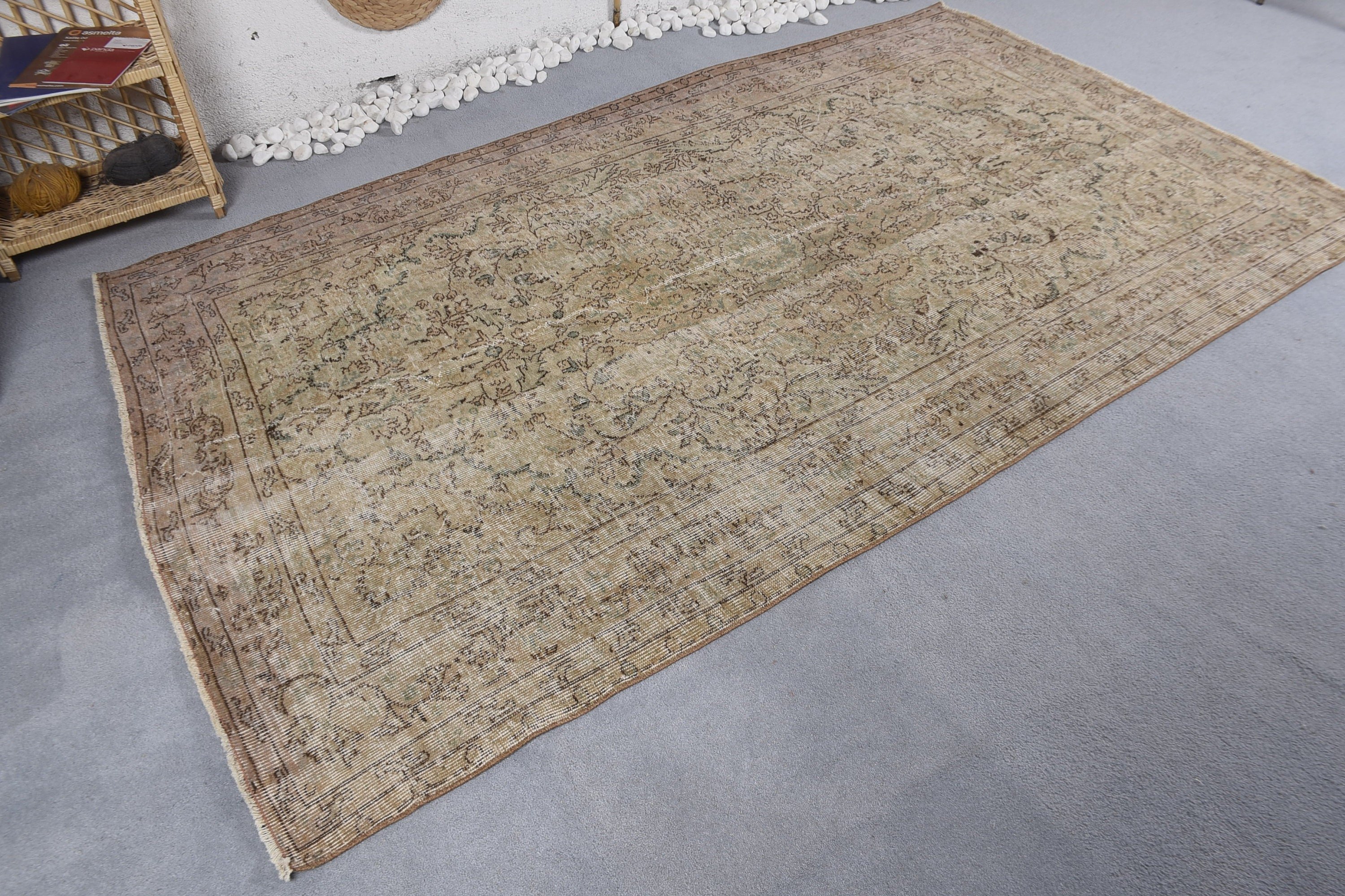 Floor Rug, Turkish Rug, Beige Anatolian Rugs, Dining Room Rug, Bedroom Rugs, Moroccan Rug, Abstract Rug, Vintage Rug, 5.2x8.5 ft Large Rug