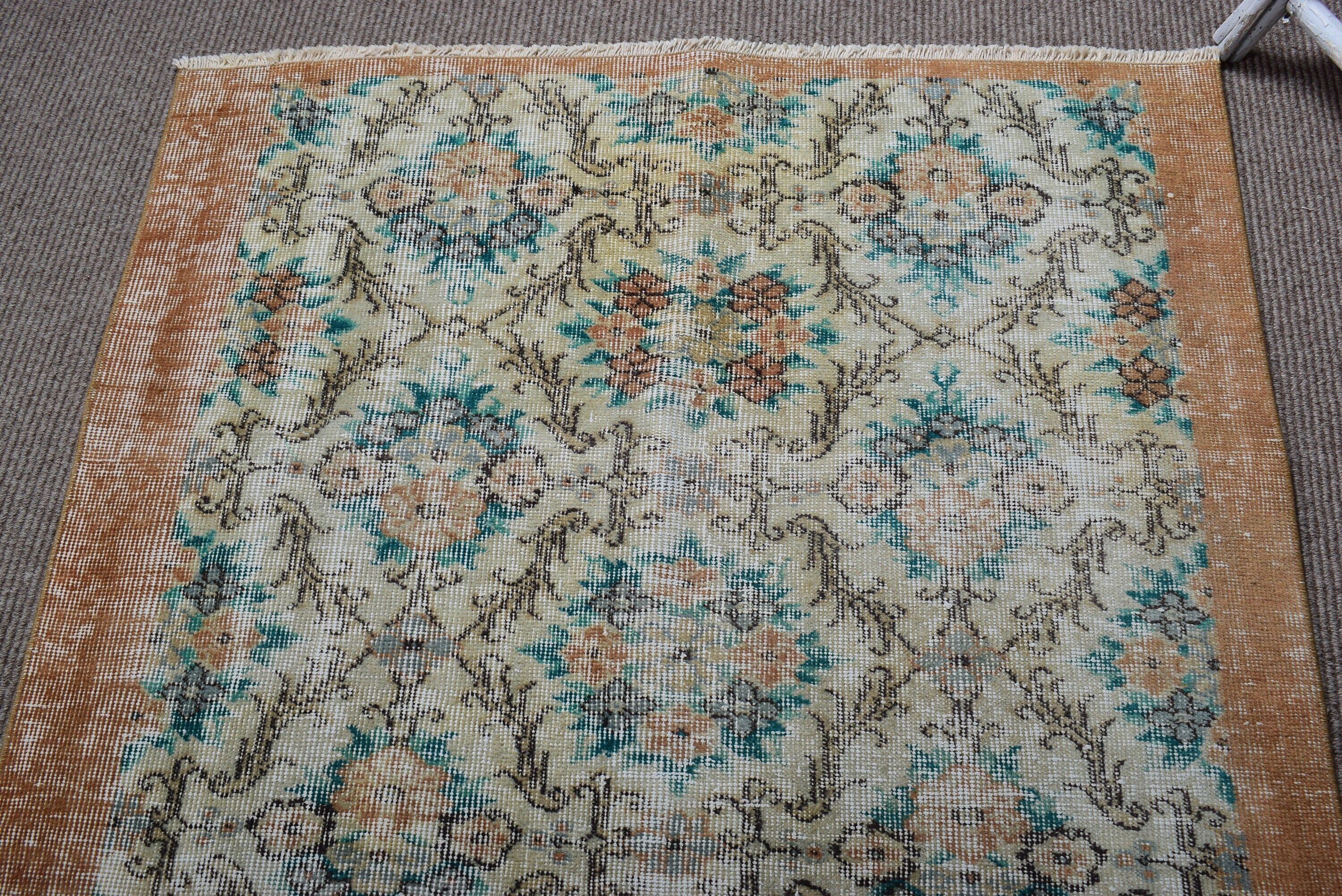 Floor Rug, 3.5x6.2 ft Accent Rugs, Vintage Rug, Bedroom Rugs, Neutral Rug, Turkish Rug, Vintage Accent Rug, Beige Luxury Rug