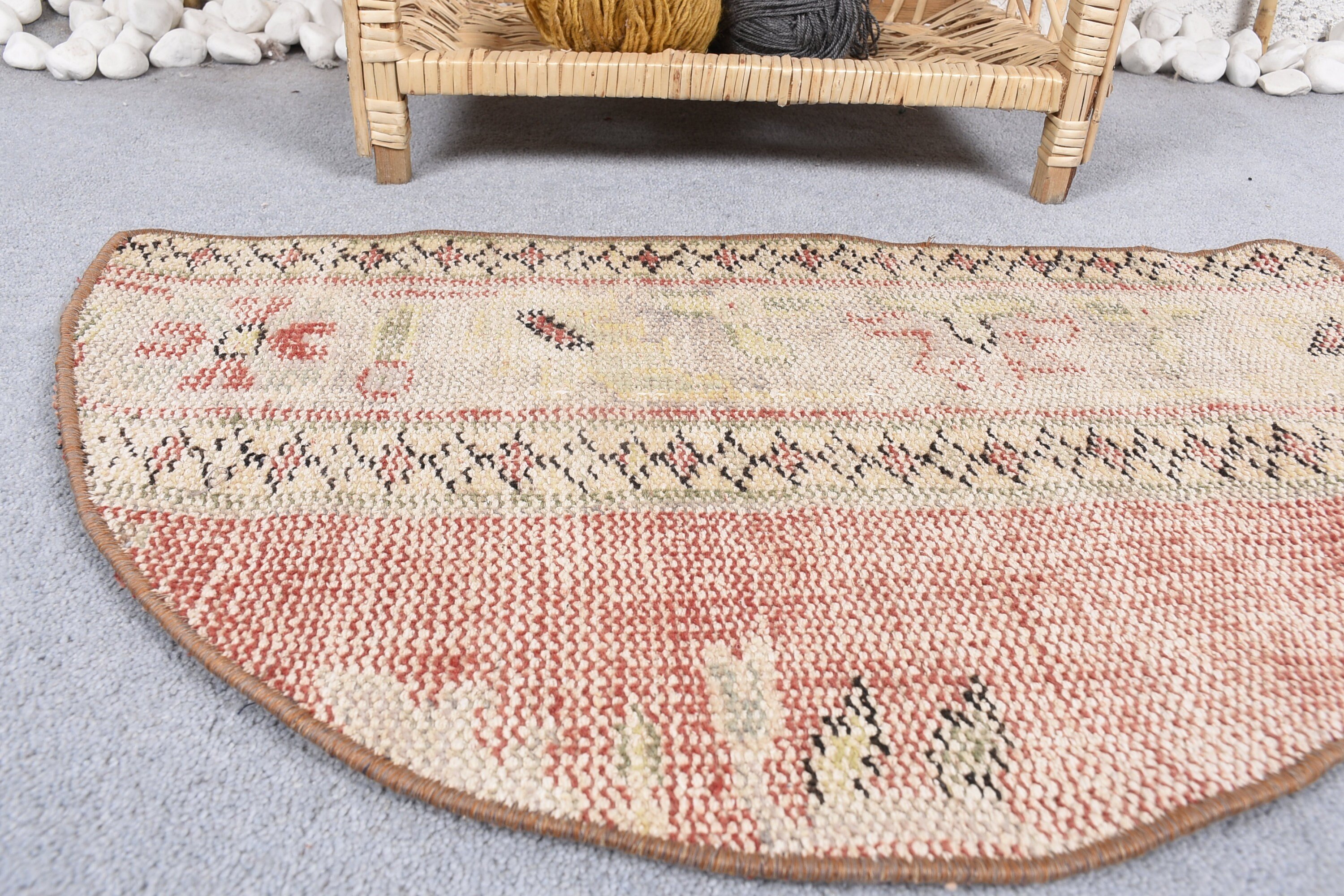 Beige Wool Rug, Rugs for Nursery, 2.5x1.5 ft Small Rugs, Vintage Rugs, Floor Rug, Kitchen Rugs, Home Decor Rug, Door Mat Rug, Turkish Rug