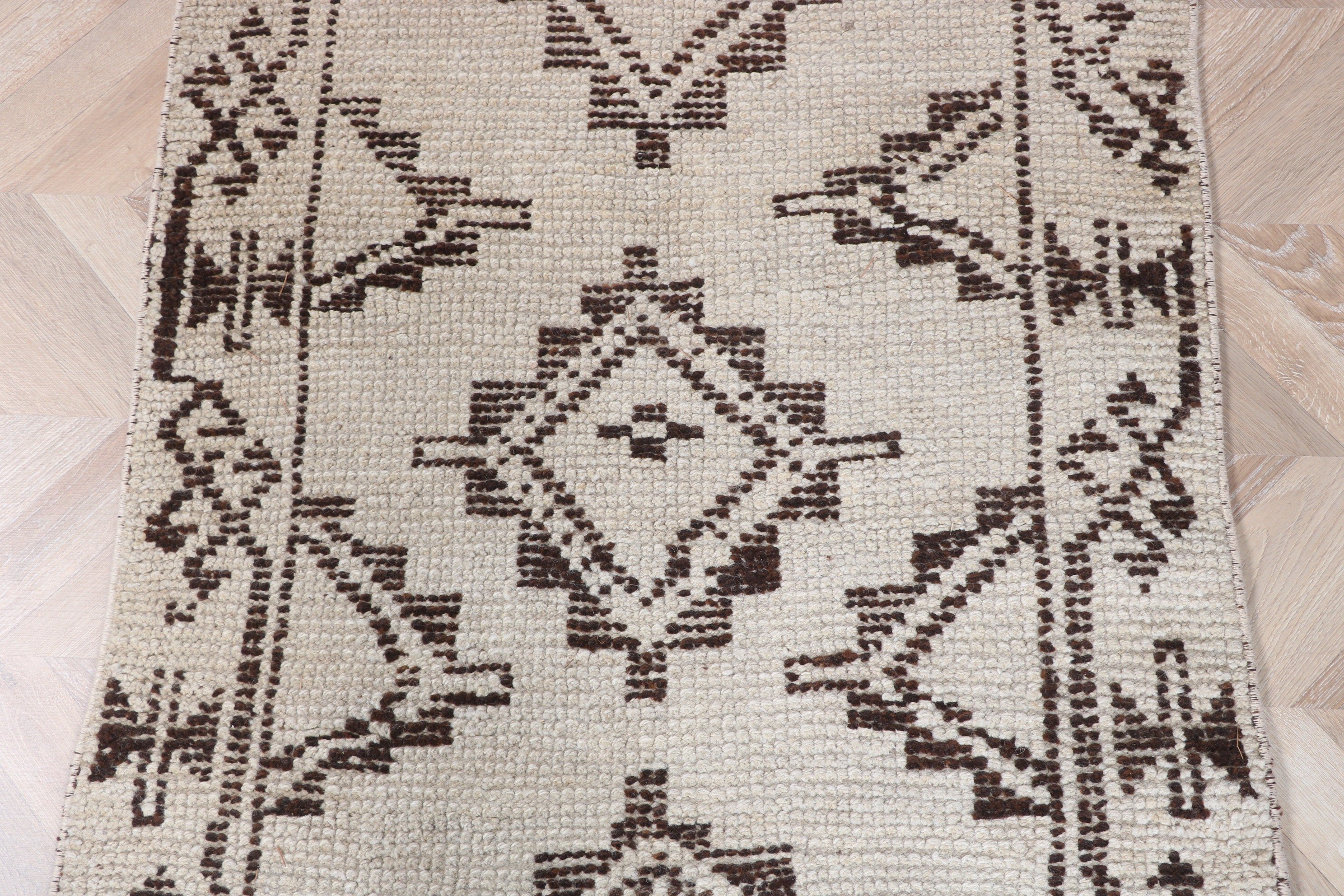 Bej Fas Halısı, Türk Halıları, 2.8x10.2 ft Runner Halısı, Yer Halıları, Vintage Halı, Mutfak Halısı, Merdiven Halısı, Beni Ourain Runner Halıları