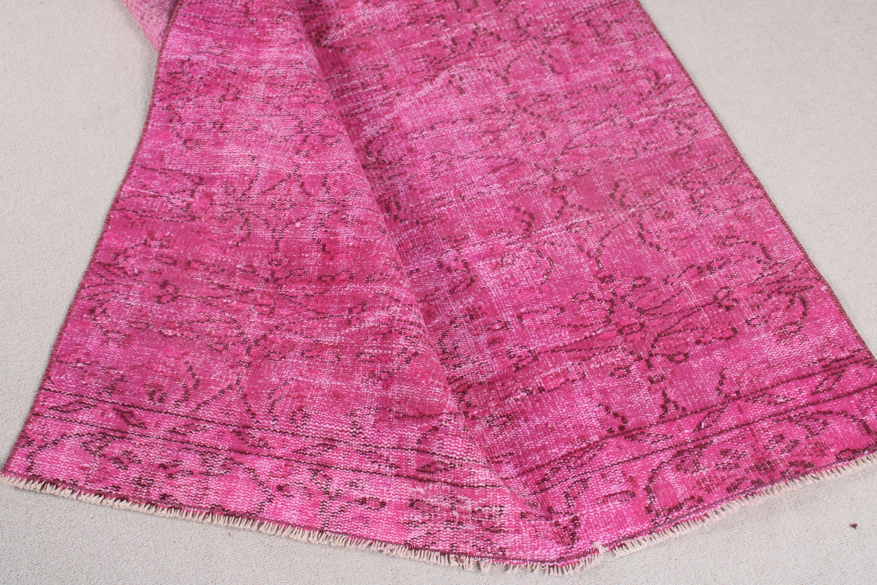 Handwoven Rugs, Pink Modern Rugs, Turkish Rug, Vintage Rugs, 3.8x8.1 ft Area Rug, Oushak Area Rug, Cool Rug, Statement Rugs, Bedroom Rugs