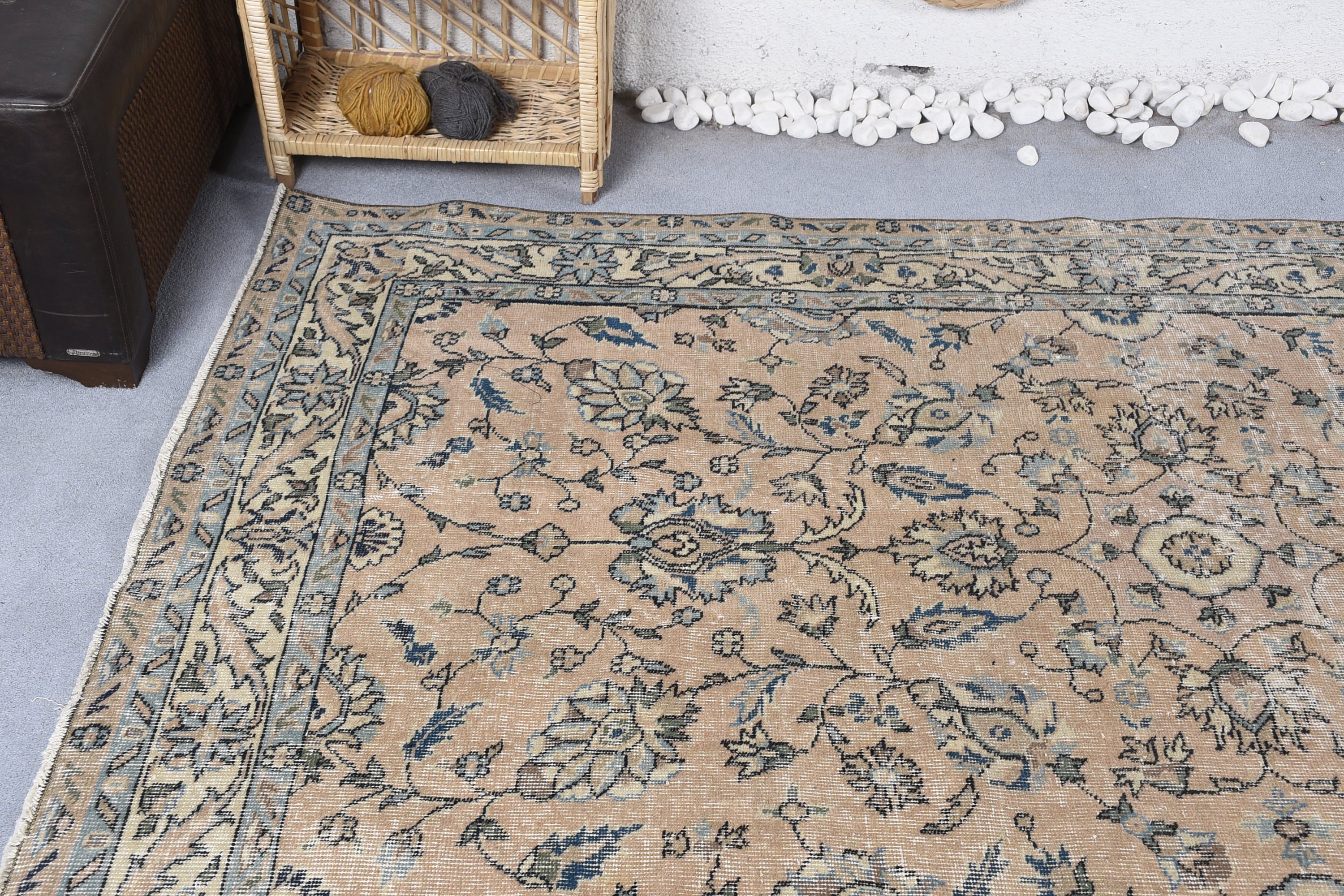 Natural Rug, Green Oushak Rugs, Indoor Rug, Oriental Rugs, Vintage Rugs, Turkish Rugs, Rugs for Area, 4.8x8 ft Area Rug, Floor Rug, Art Rug