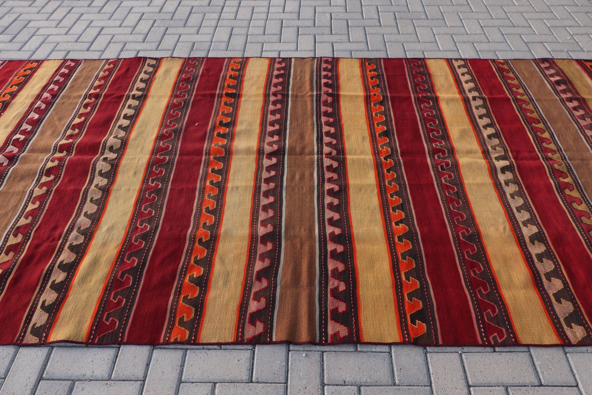 Bedroom Rug, Red Floor Rug, Living Room Rug, Vintage Rug, 5.7x12 ft Large Rug, Cool Rug, Outdoor Rug, Turkish Rug, Kilim