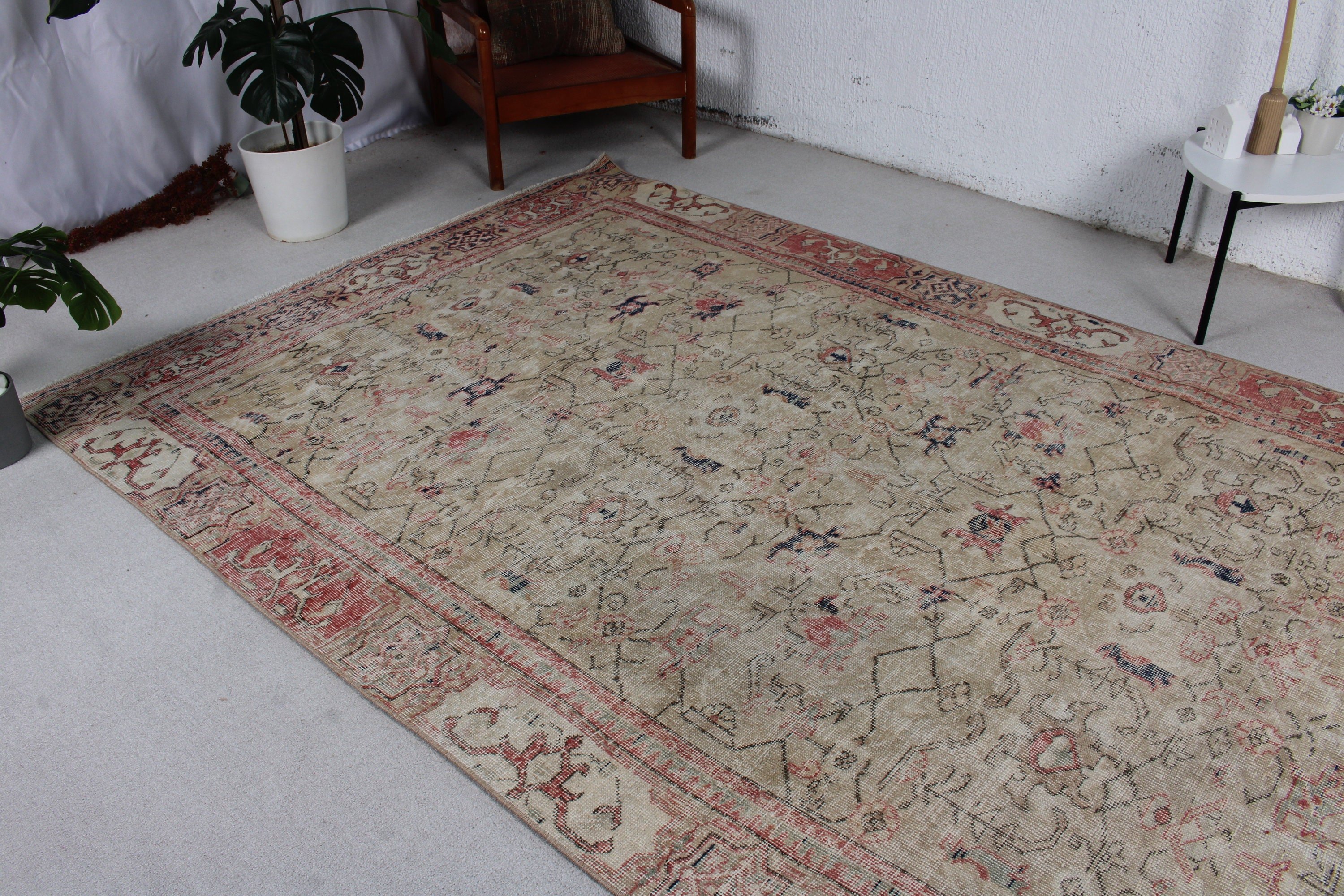 Beige Oriental Rugs, Vintage Rug, Outdoor Rug, 6x10.6 ft Large Rug, Cool Rug, Anatolian Rug, Salon Rugs, Turkish Rugs, Living Room Rugs