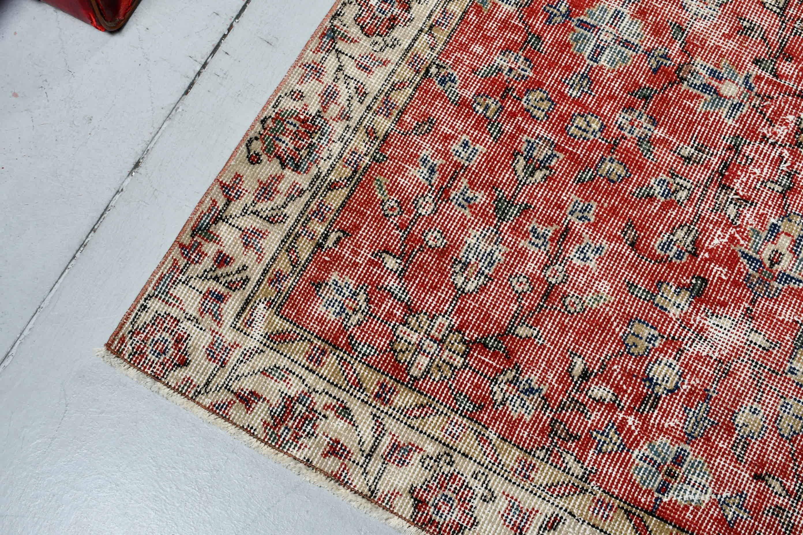 Bedroom Rug, Vintage Rug, Kitchen Rug, Red Antique Rugs, Turkish Rug, Floor Rug, 3.6x6.2 ft Accent Rug, Moroccan Rug, Rugs for Nursery