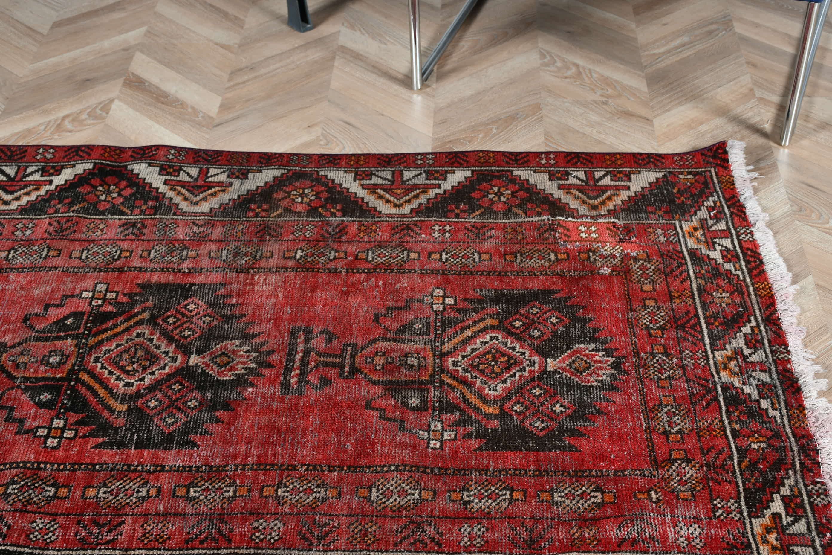 Turkish Rugs, Entry Rug, Eclectic Rugs, Cool Rug, Red Kitchen Rug, 3.7x6.4 ft Accent Rug, Vintage Rug, Rugs for Entry, Anatolian Rug