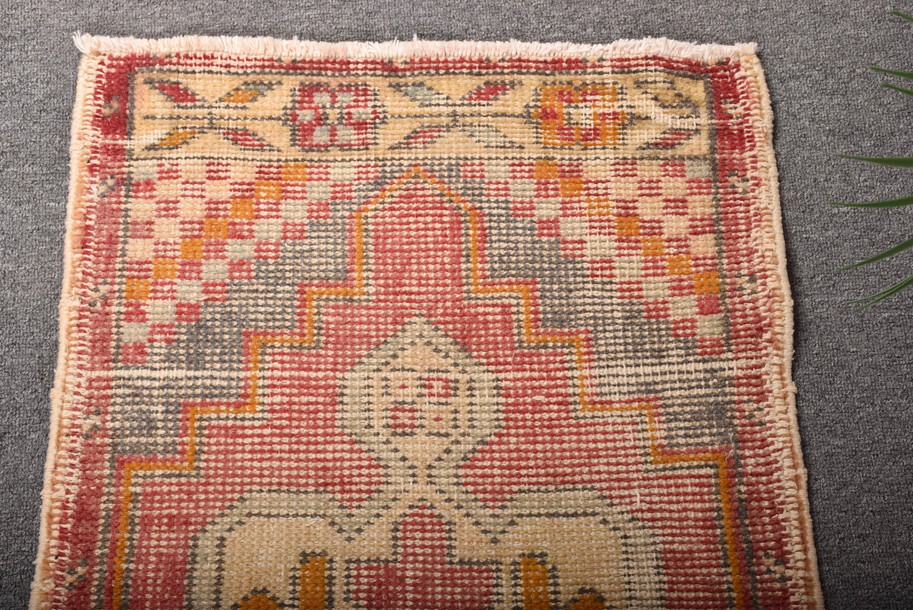 Turkish Rug, Pink Antique Rugs, Antique Rug, Kitchen Rugs, Vintage Rugs, Aztec Rugs, Wool Rugs, 1.7x3.8 ft Small Rugs, Nursery Rugs