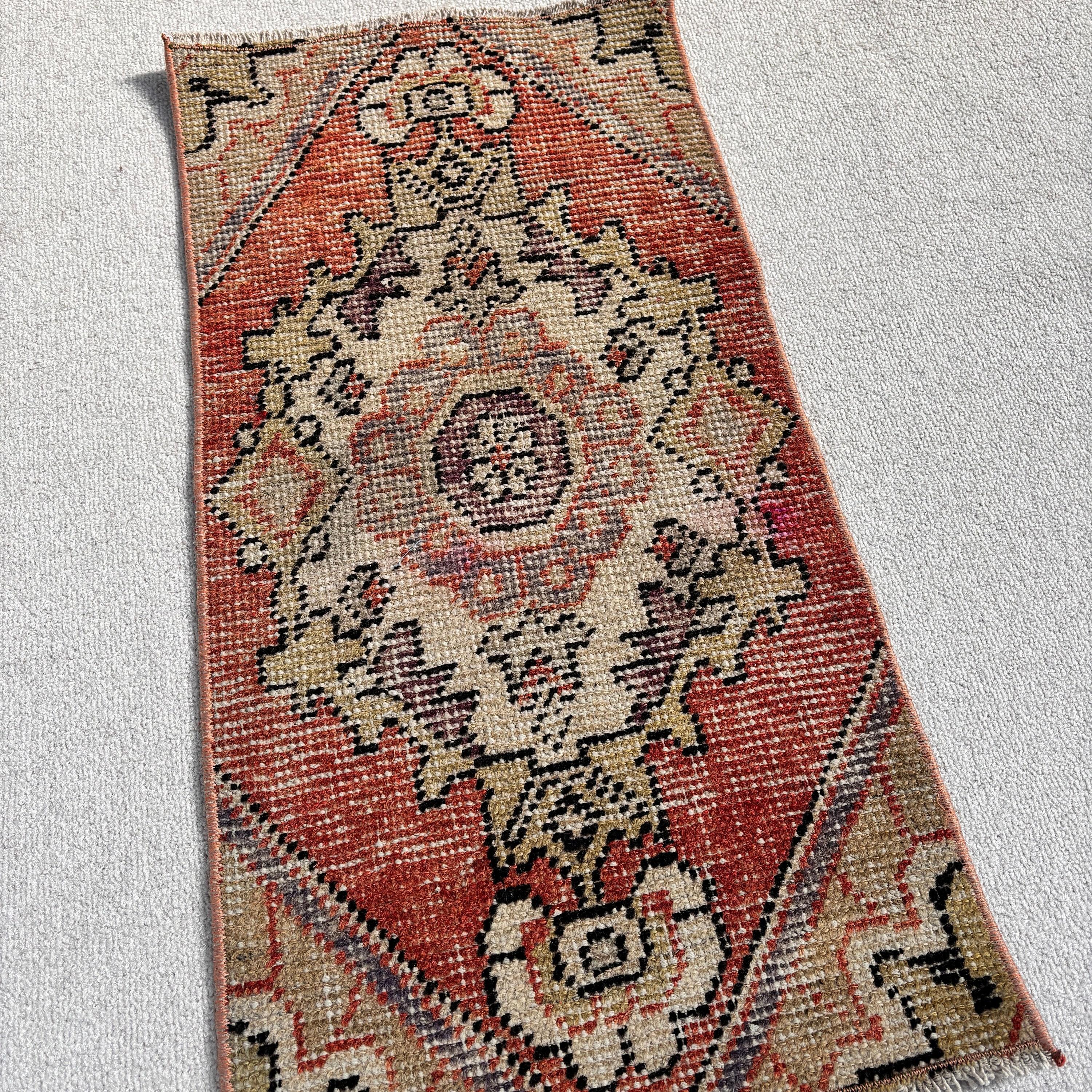 Bej Yatak Odası Halıları, 1.2x2.5 ft Küçük Halılar, Vintage Halı, Türk Halısı, Çocuk Halıları, Küçük Alan Halısı, Soğuk Halı, Küçük Alan Halıları, Boho Halı