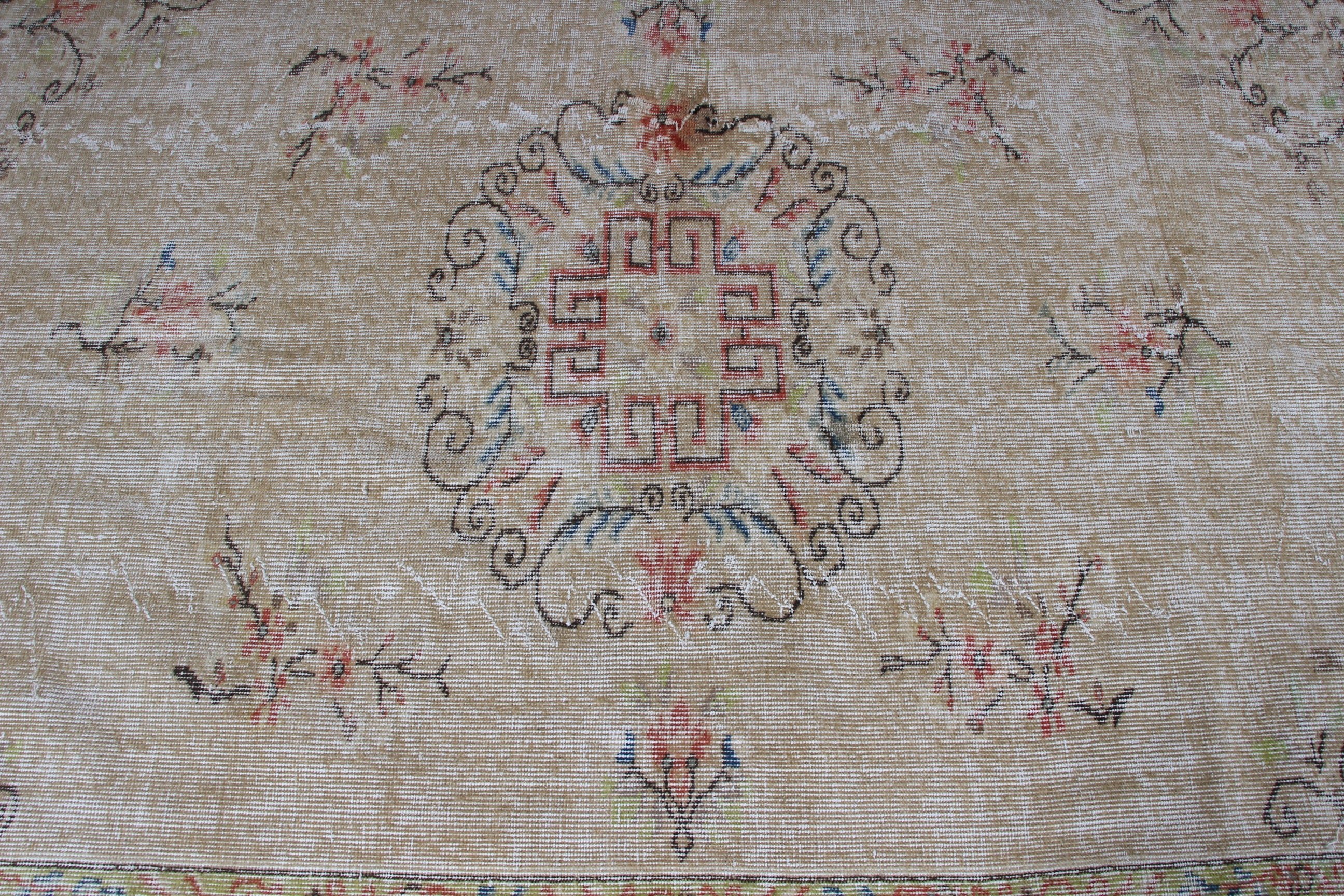 Dining Room Rugs, Vintage Rug, Statement Rugs, Exotic Rug, Wool Rug, Turkish Rug, Beige Handwoven Rugs, Salon Rug, 5.4x8.2 ft Large Rug