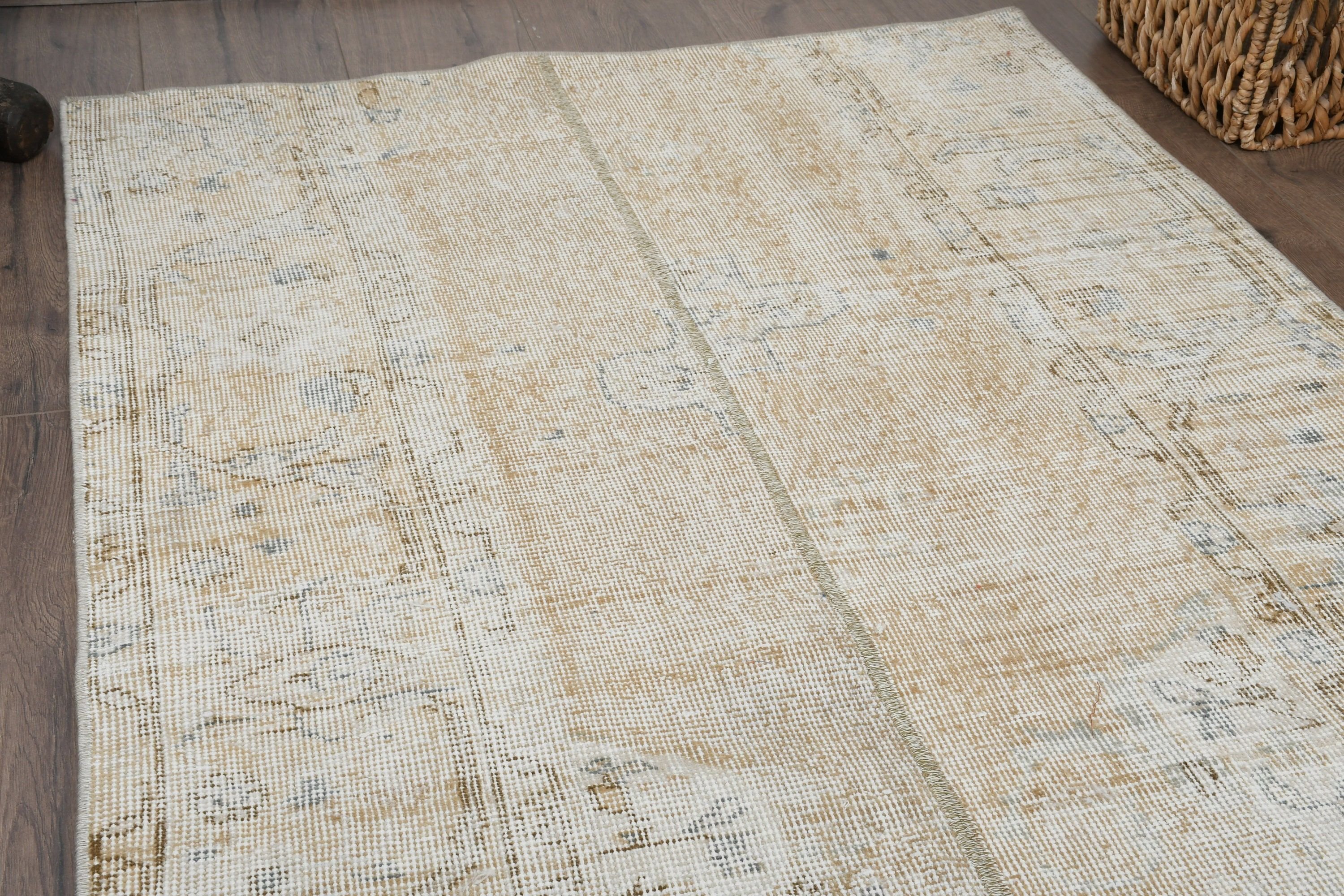 Beige Oriental Rug, Vintage Rug, 3.2x5.2 ft Accent Rug, Oushak Rug, Turkish Rug, Kitchen Rug, Bedroom Rugs, Rugs for Bedroom