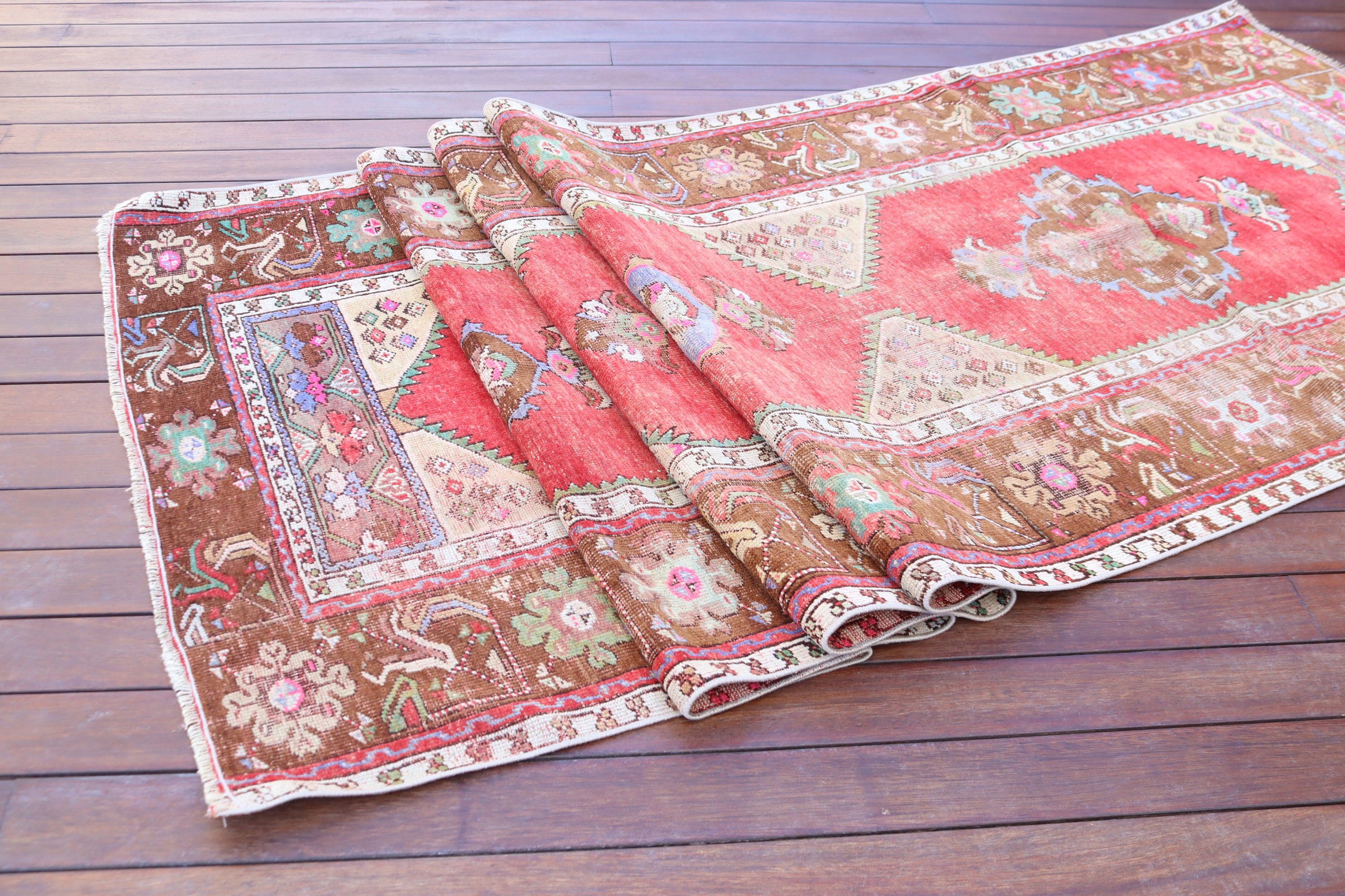 Uzun Yolluk Halısı, Türk Halısı, Vintage Halılar, Beni Ourain Runner Halıları, Geometrik Halı, 3.5x10.5 ft Runner Halıları, Kırmızı Oushak Halısı