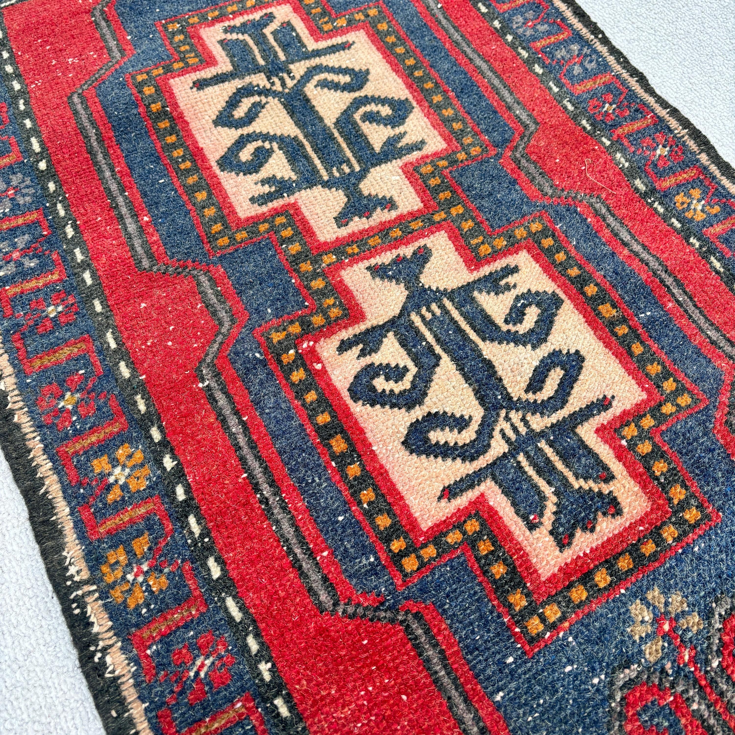 Geometric Rugs, Small Boho Rugs, Red  1.7x2.6 ft Small Rug, Small Area Rugs, Vintage Rug, Moroccan Rugs, Turkish Rugs